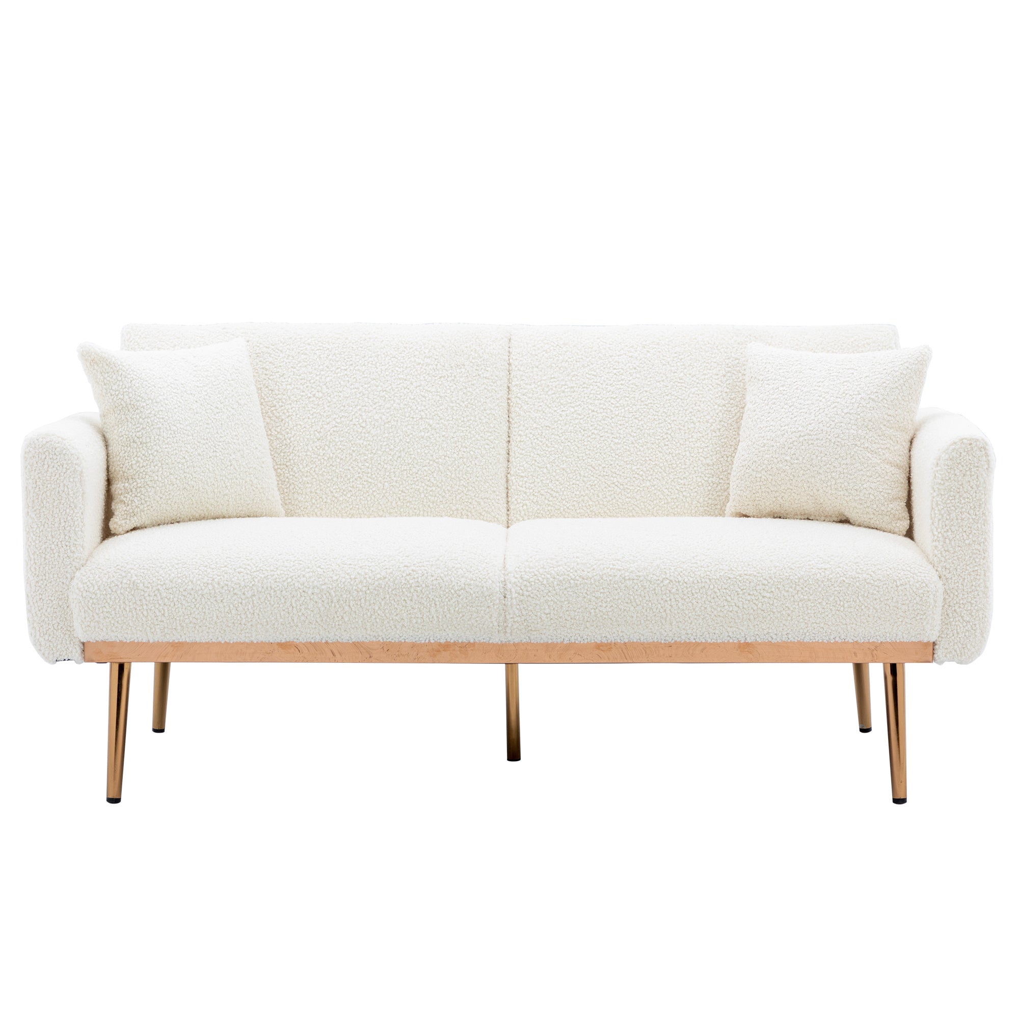 Velvet Accent Loveseat Sofa With Metal Feet-thumbmail-7