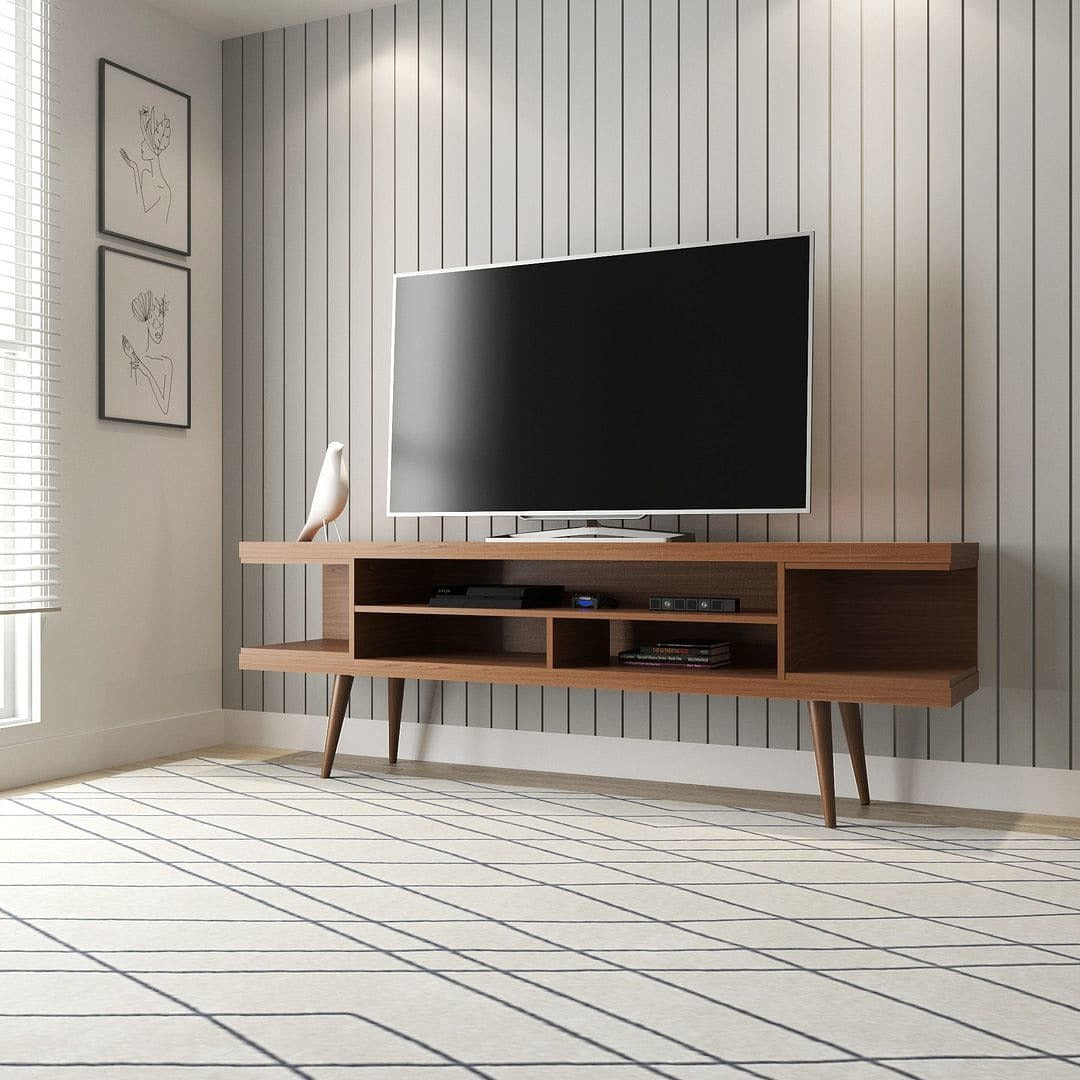 Manhattan Comfort Utopia 70" TV Stand With Splayed Wooden Legs-thumbmail-2