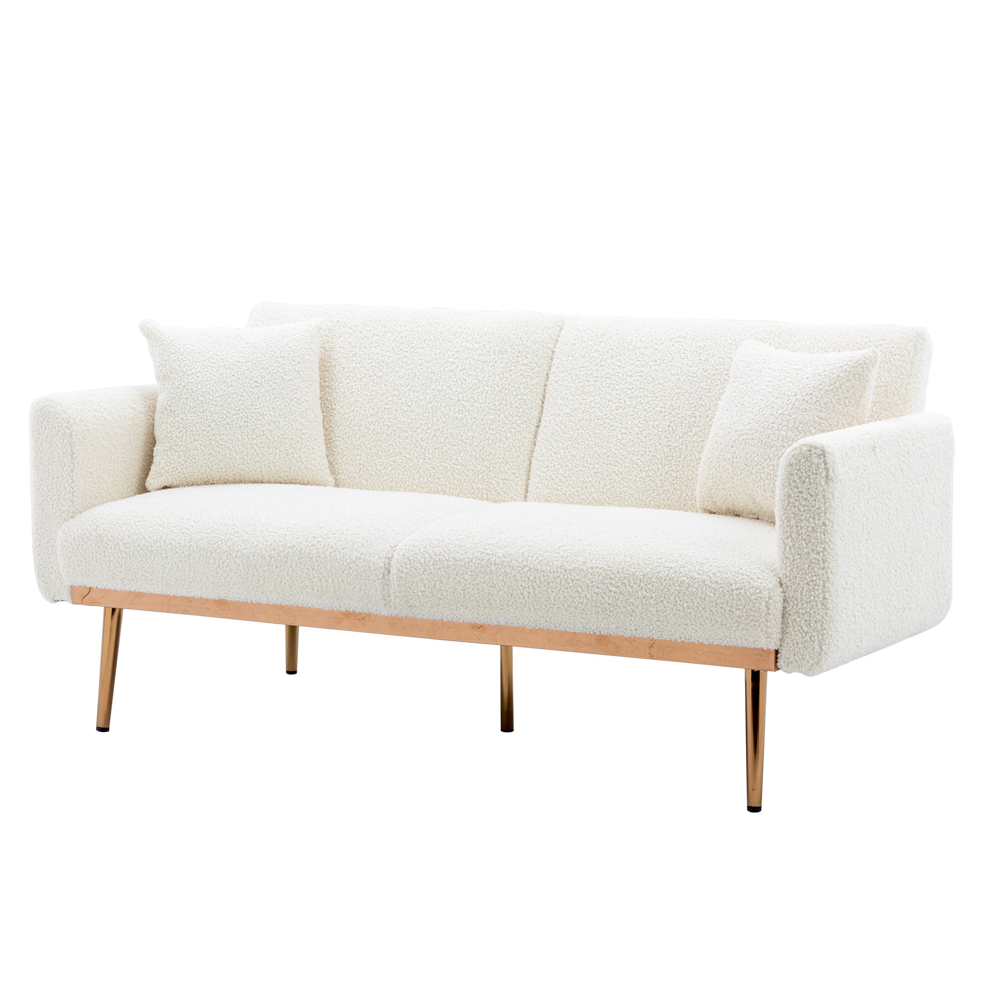 Velvet Accent Loveseat Sofa With Metal Feet-thumbmail-6