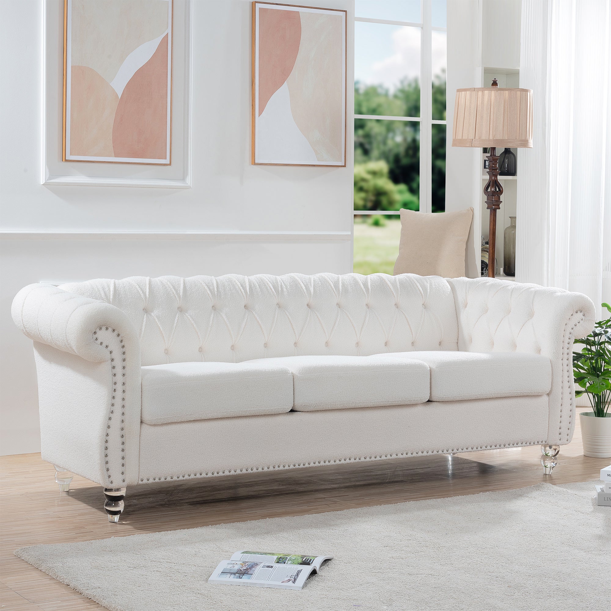 Rolled Arm Chesterfield 3 Seater Sofa-thumbmail-8