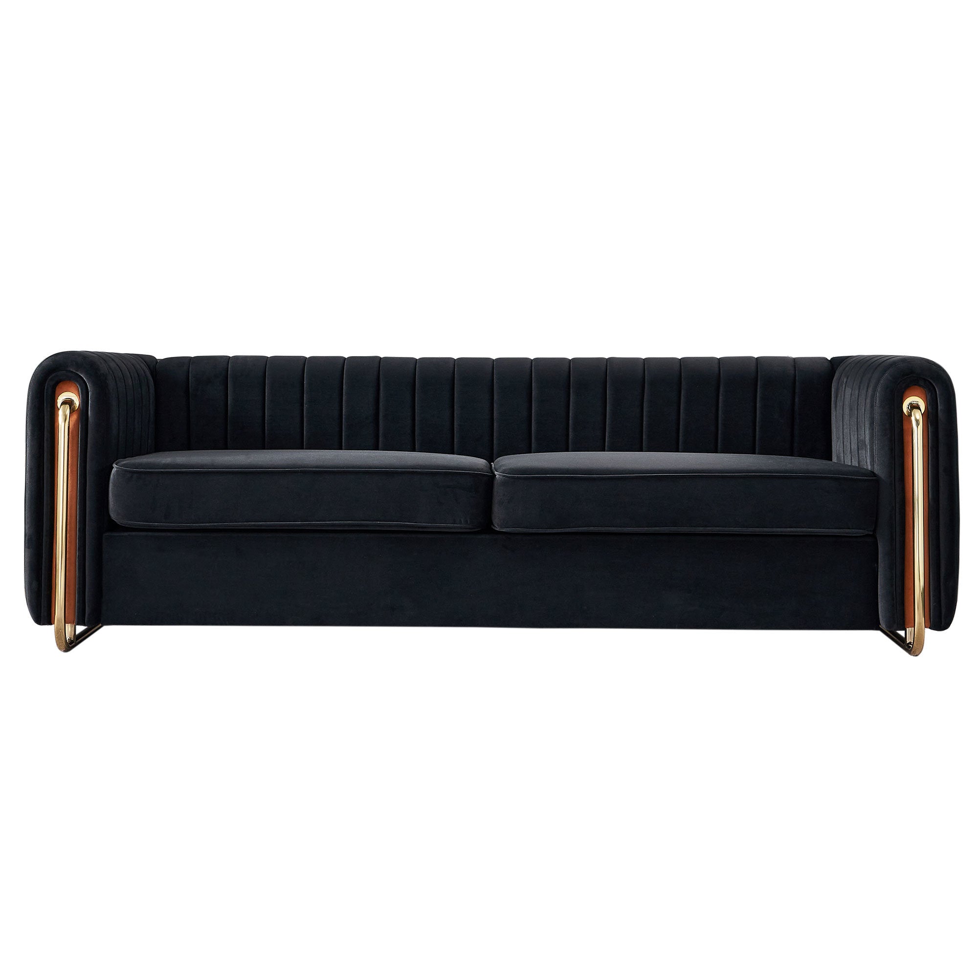 Modern Velvet Sofa in Black-thumbmail-1