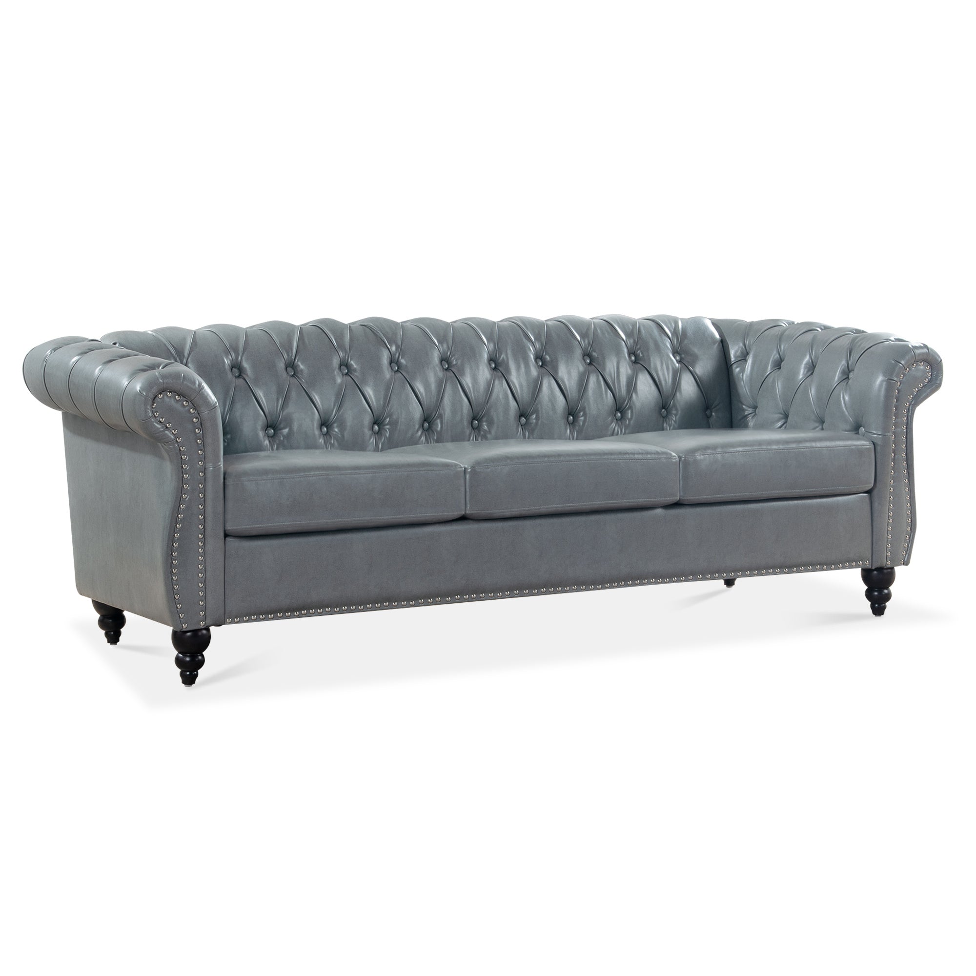 Rolled Arm Chesterfield 3 Seater Sofa-thumbmail-6
