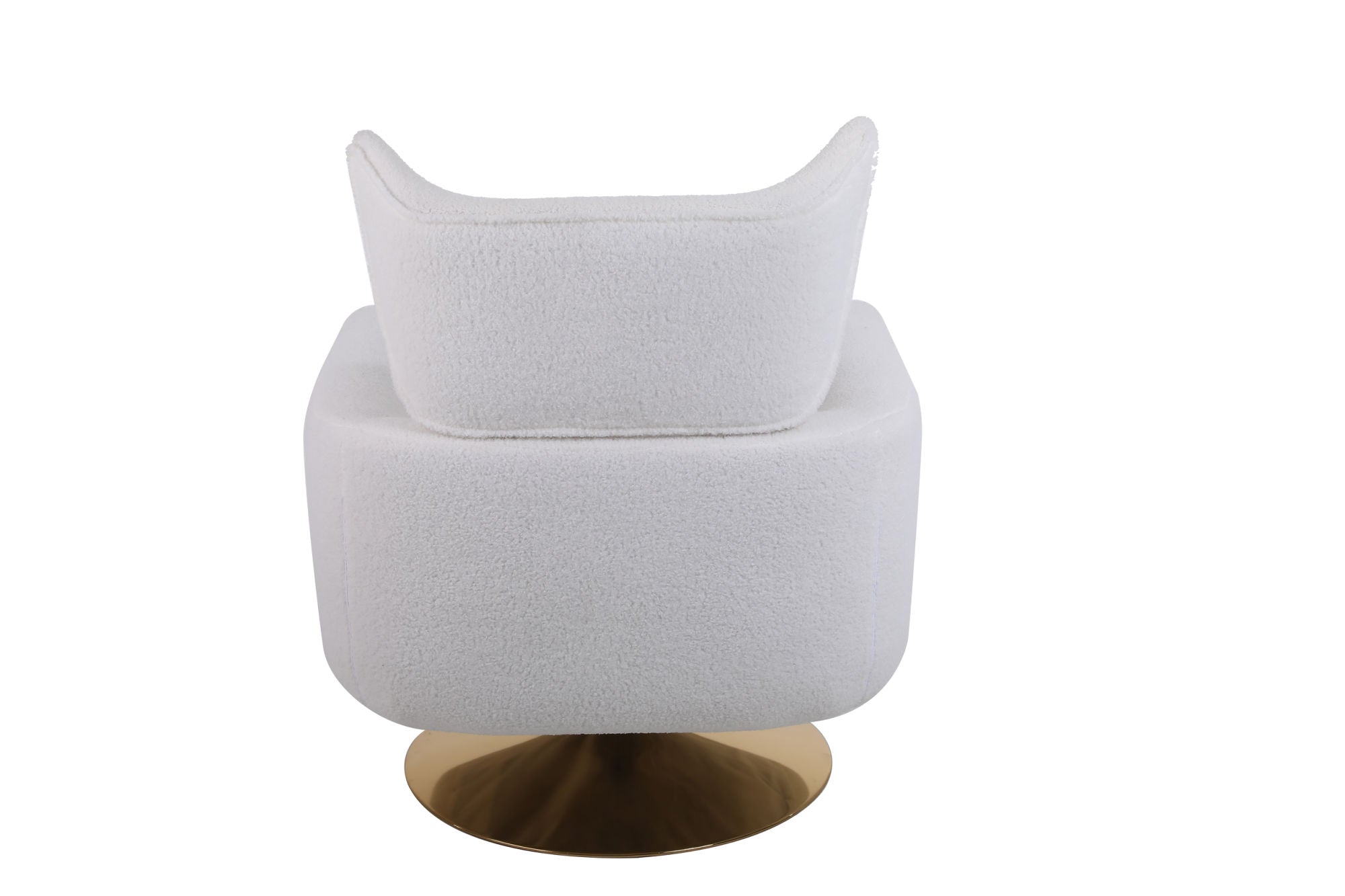 Classic Mid-Century 360-Degree Swivel Accent Chair, White Teddy Fabric-thumbmail-6