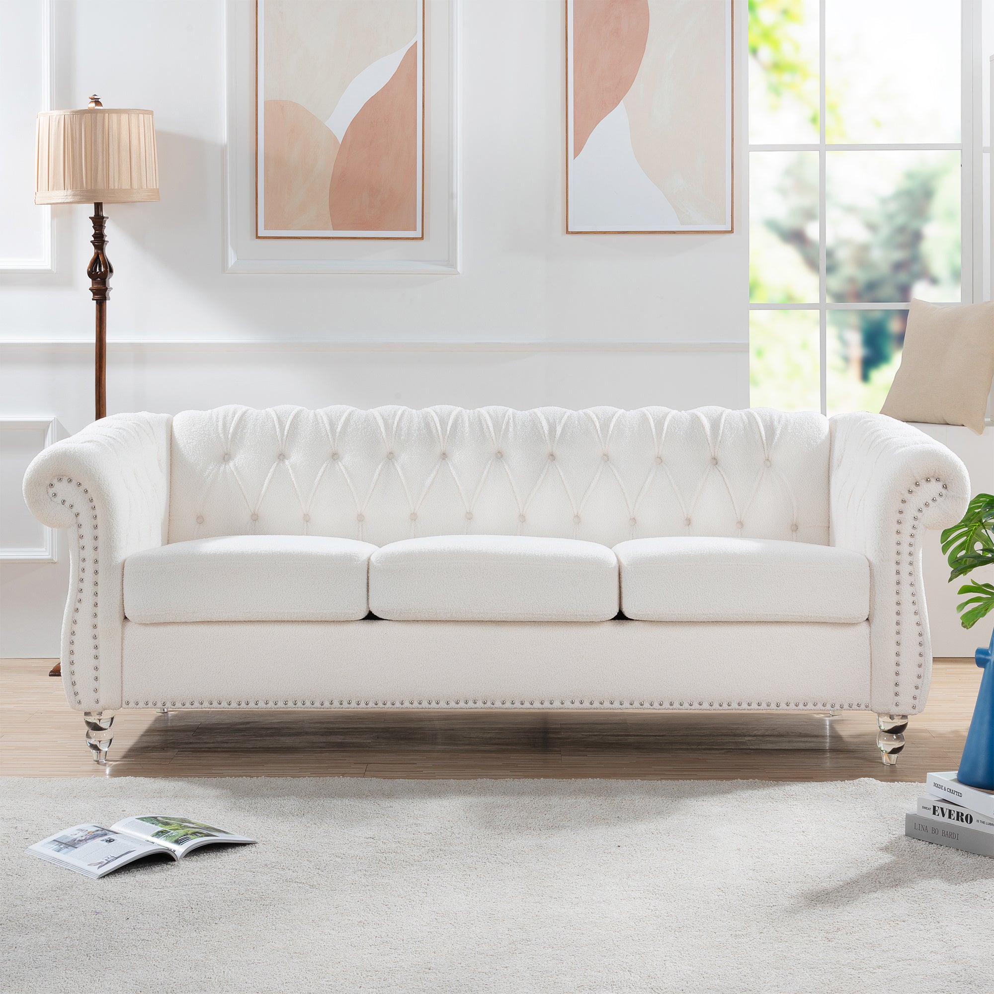 Rolled Arm Chesterfield 3 Seater Sofa-thumbmail-3