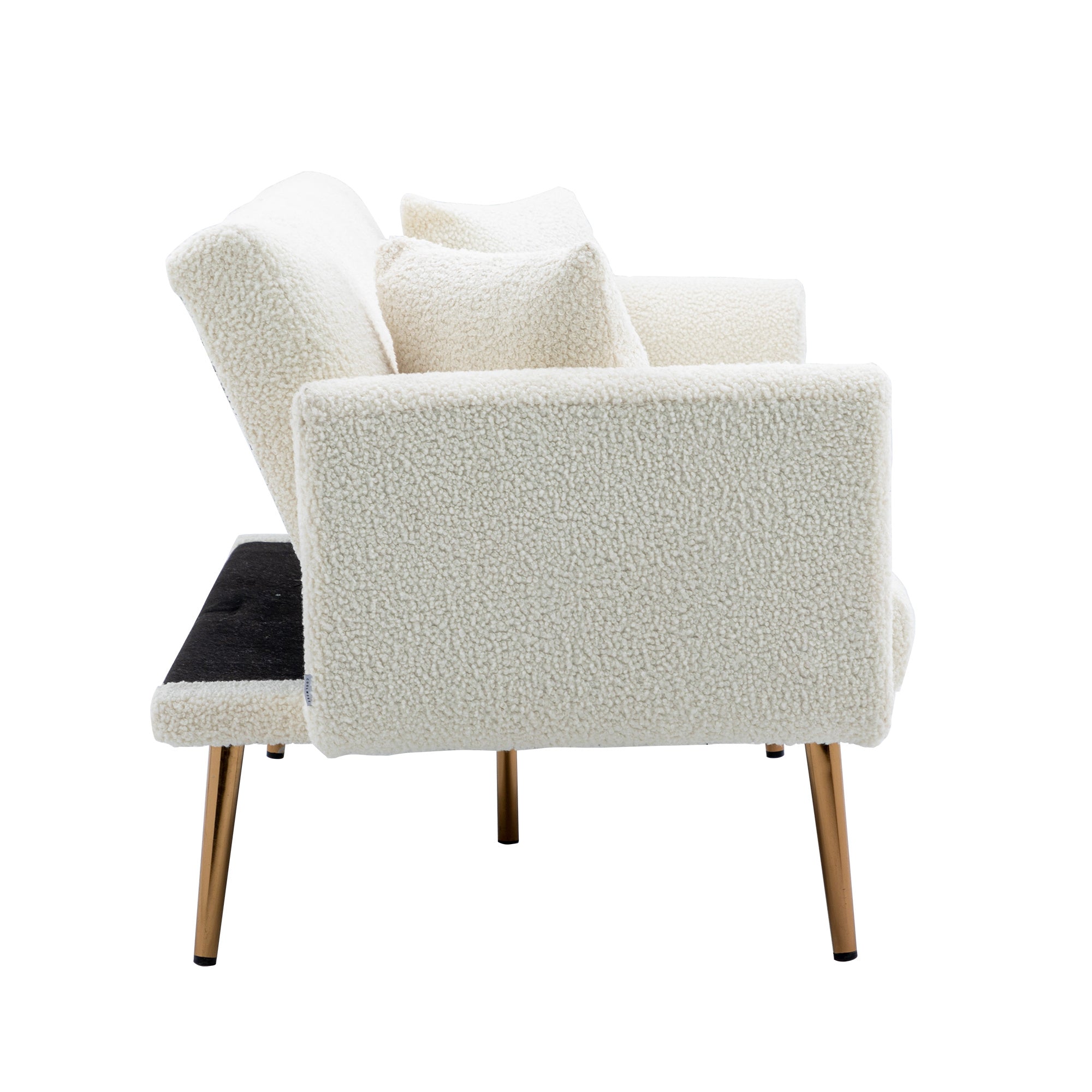Velvet Accent Loveseat Sofa With Metal Feet-thumbmail-10