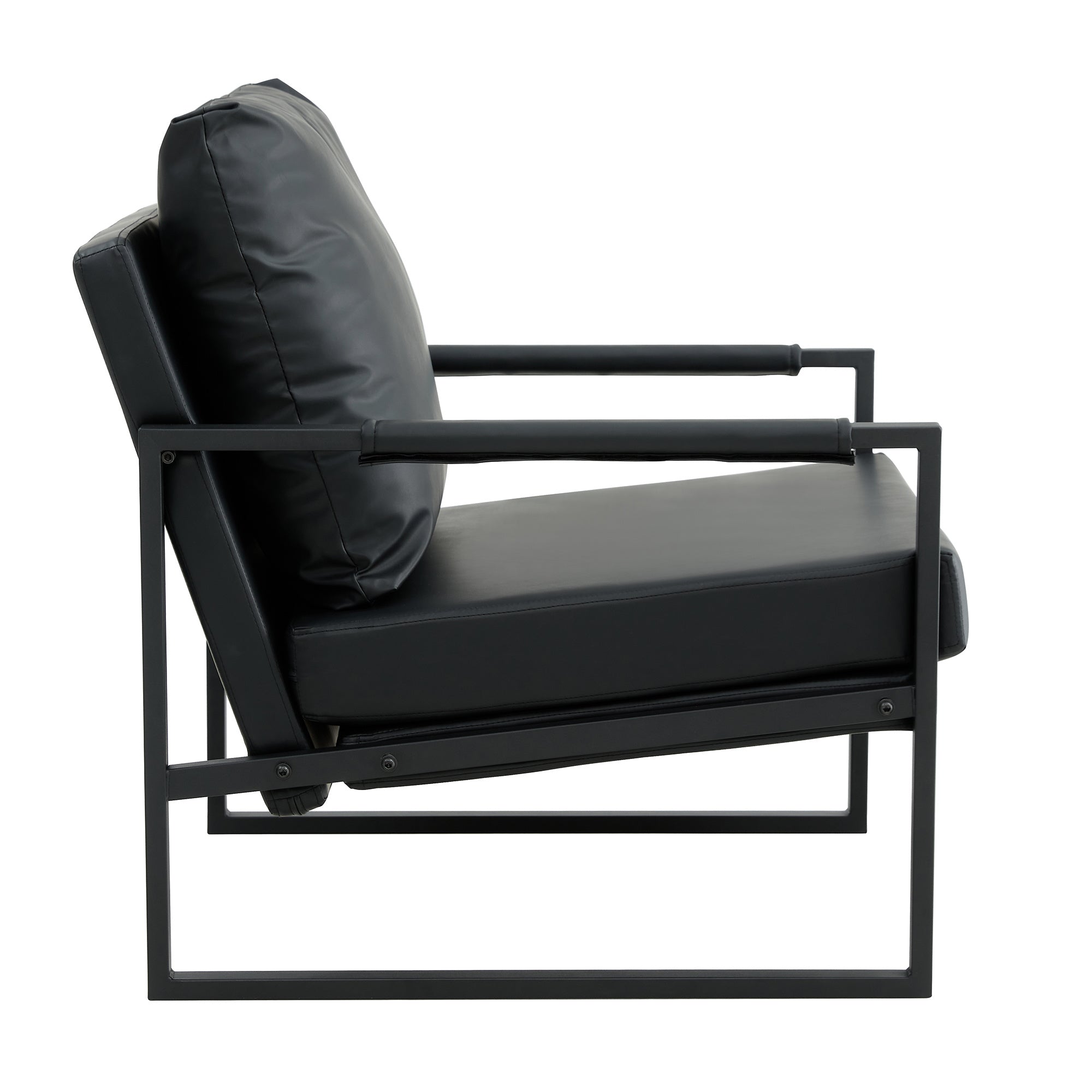 PU Leather Accent Mid Century Arm Chair-thumbmail-1