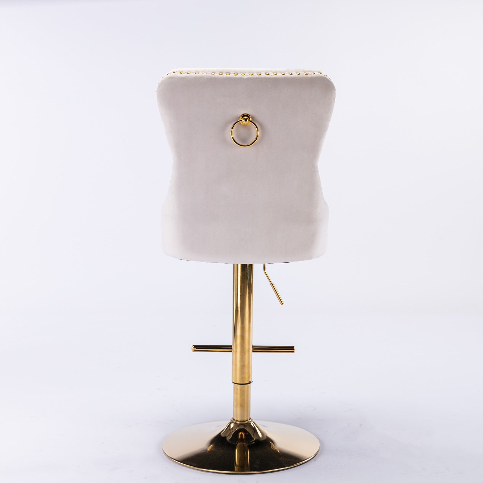 Set of 2 Thick Golden Swivel Velvet Barstools-thumbmail-10