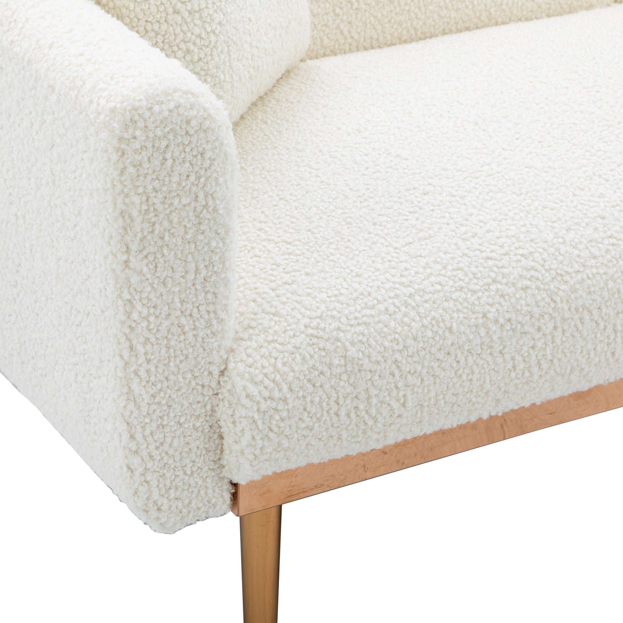 Velvet Accent Loveseat Sofa With Metal Feet-thumbmail-3