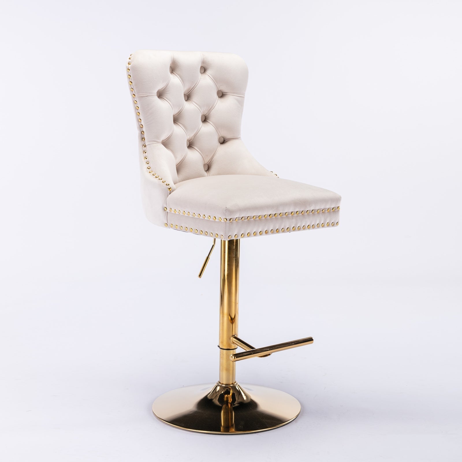 Set of 2 Thick Golden Swivel Velvet Barstools-thumbmail-7