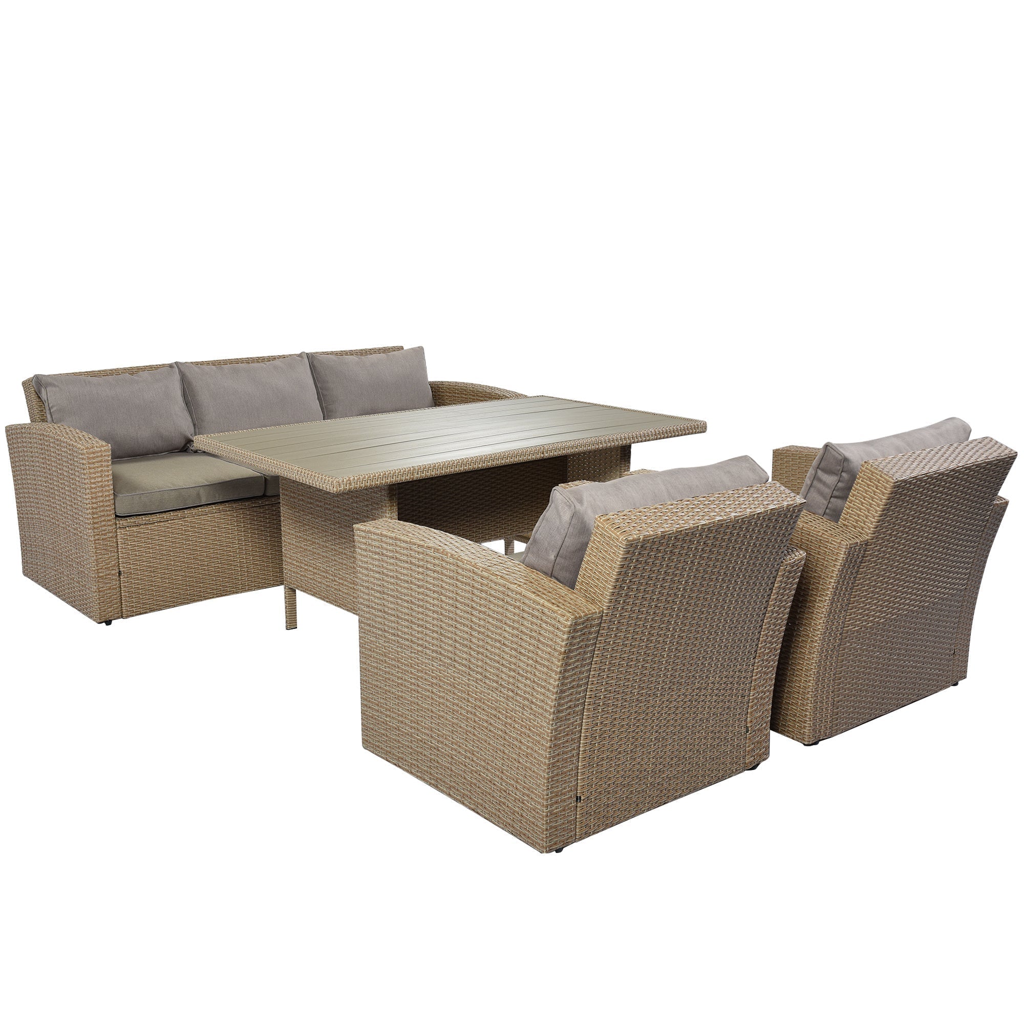 4-Piece Conversation Sofa Set With Beige Cushions-thumbmail-7