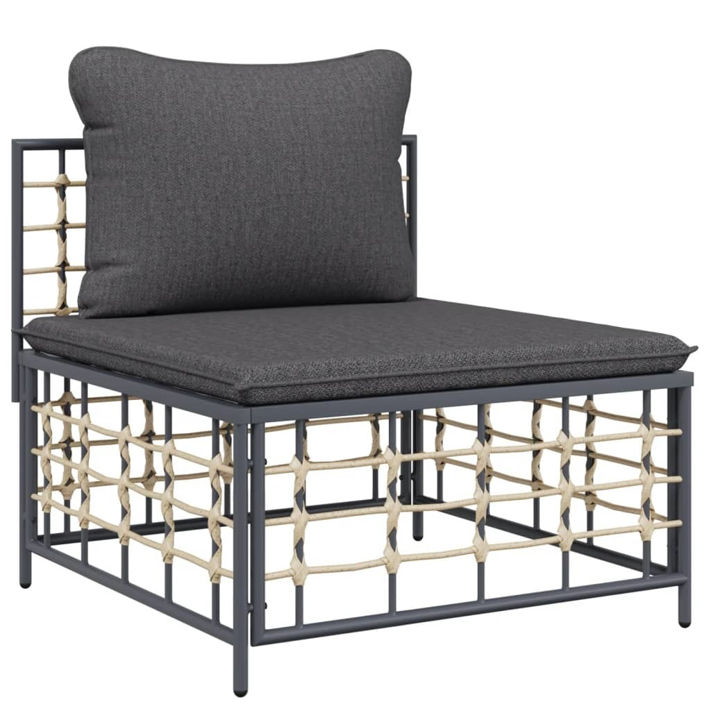 7 Piece Patio Lounge Set With Cushions Anthracite Poly Rattan-thumbmail-7