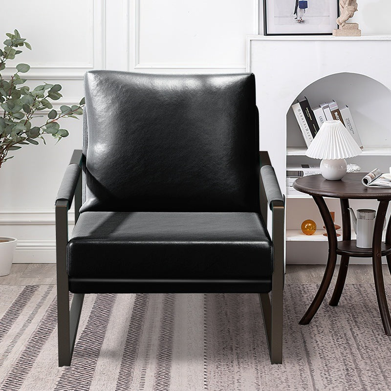 PU Leather Accent Mid Century Arm Chair-thumbmail-3