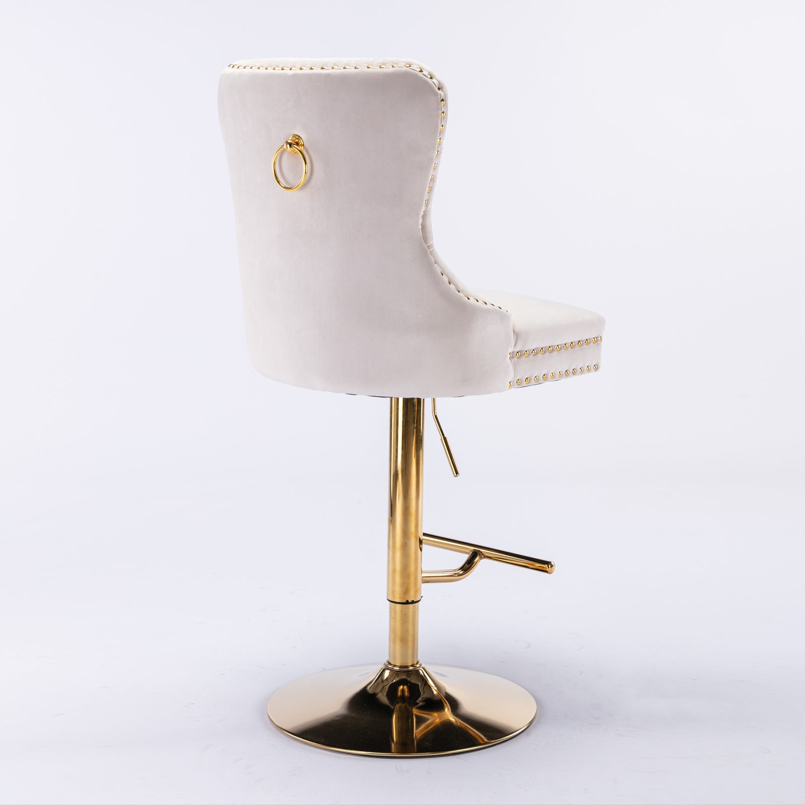 Set of 2 Thick Golden Swivel Velvet Barstools-thumbmail-9