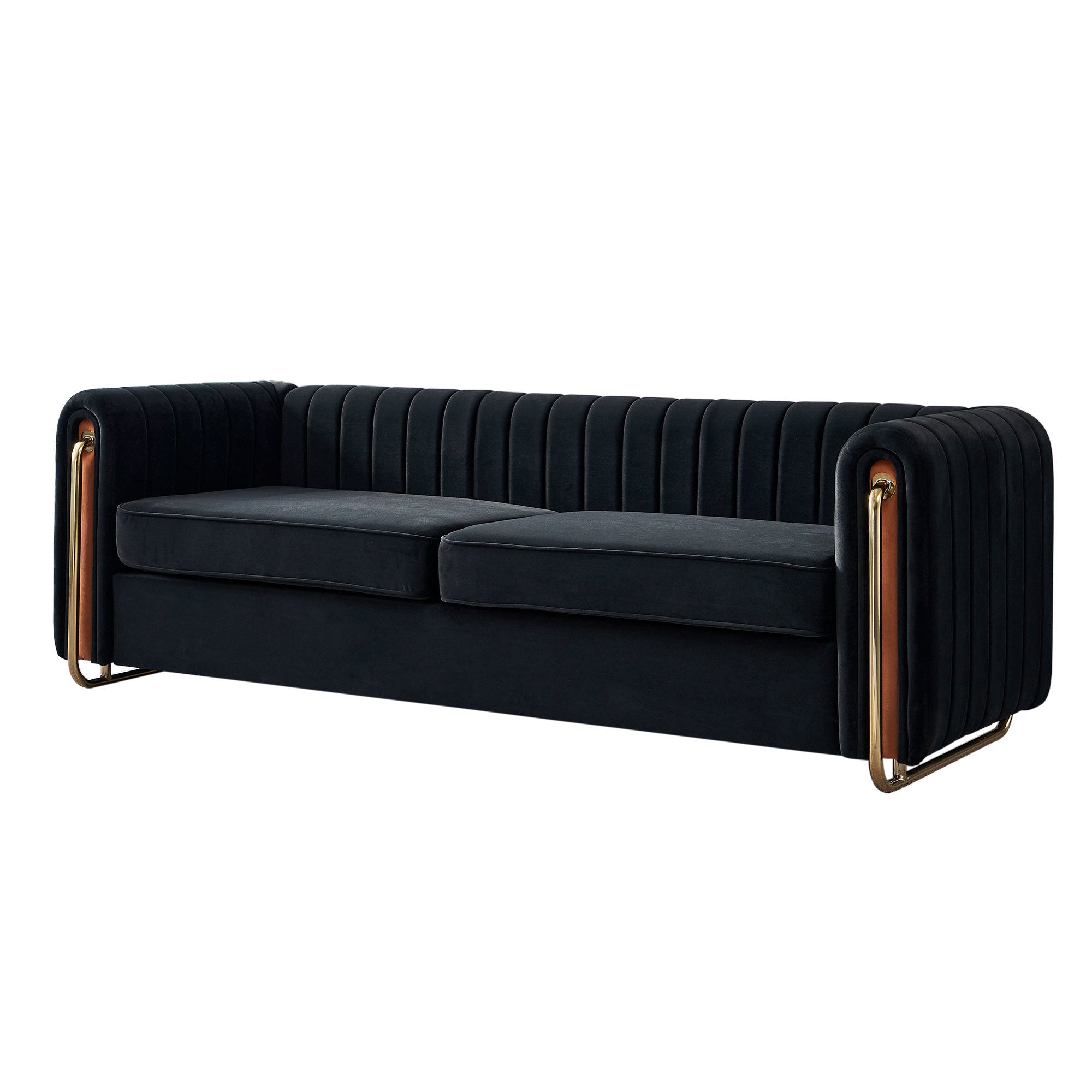 Modern Velvet Sofa in Black-thumbmail-2