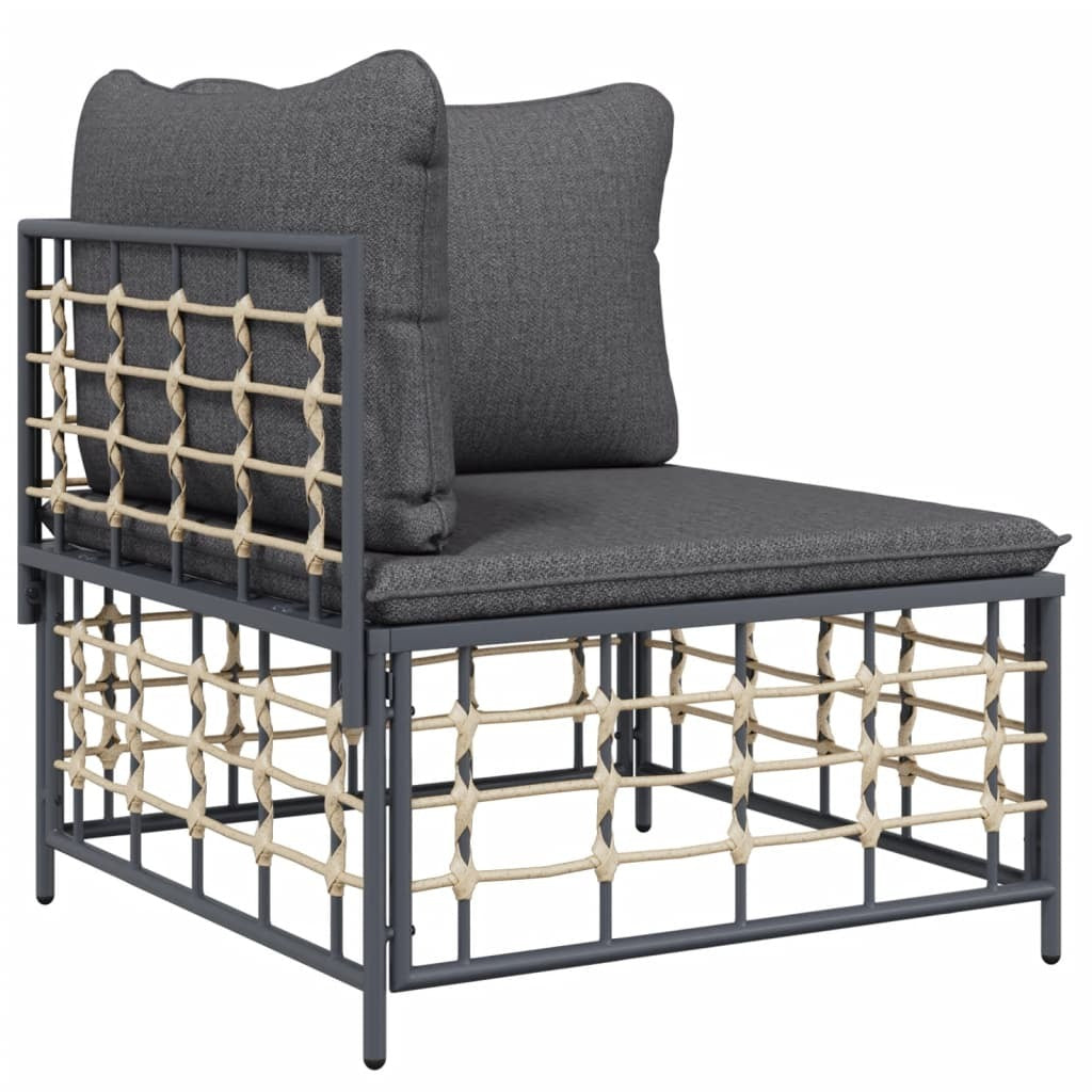 7 Piece Patio Lounge Set With Cushions Anthracite Poly Rattan-thumbmail-2