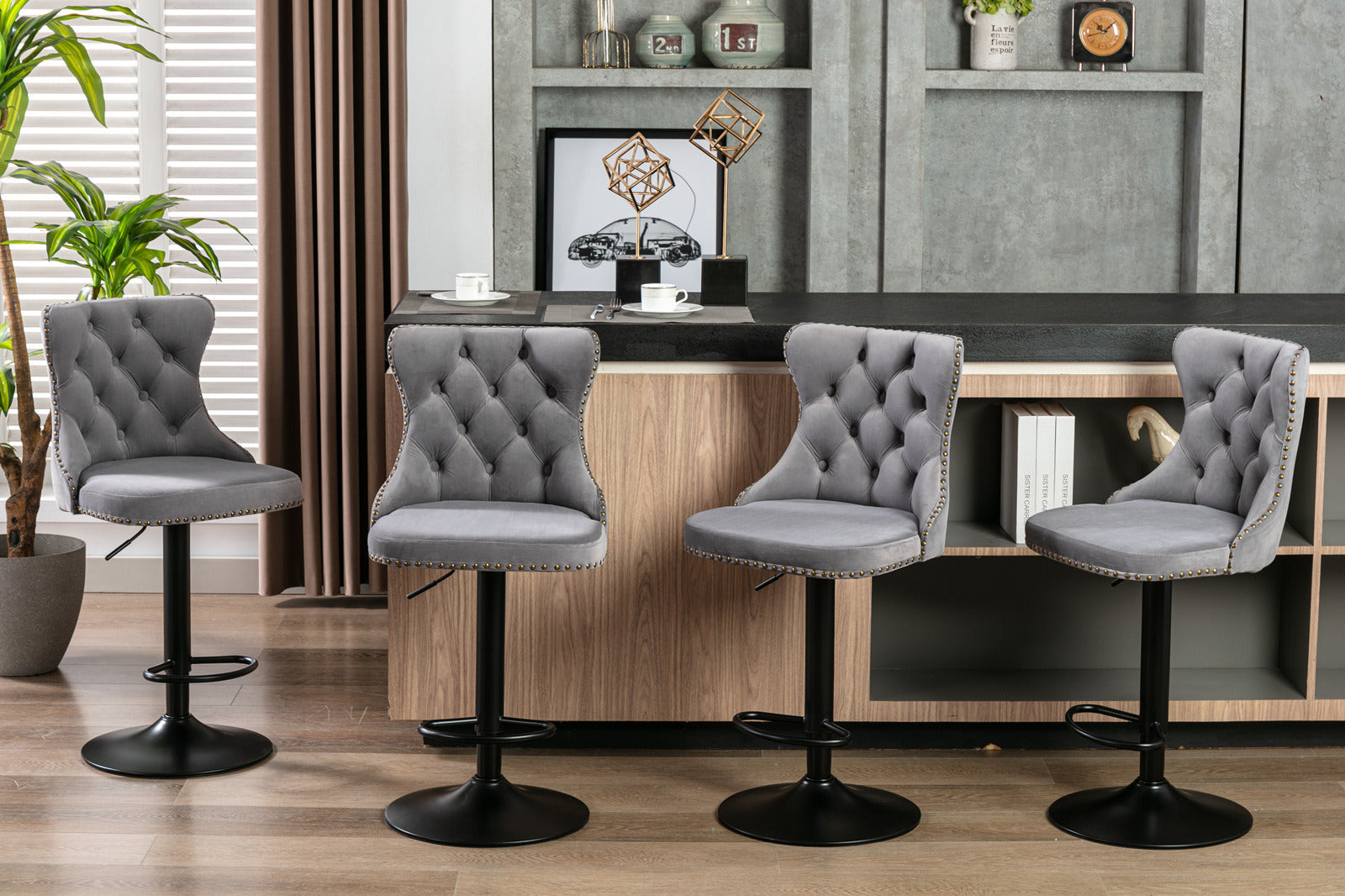 Set of 2 Swivel Velvet Barstools-thumbmail-5
