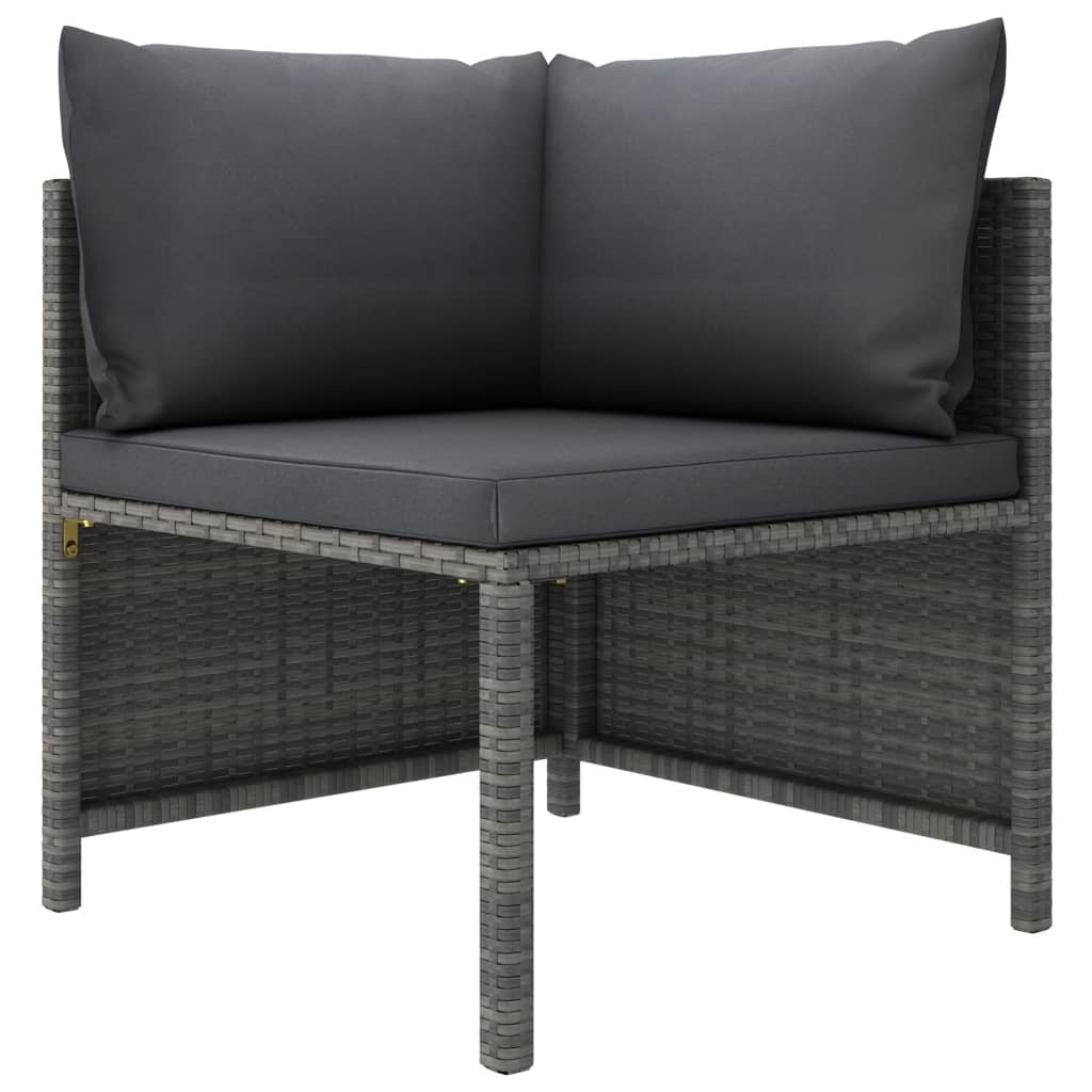 7 Piece Patio Lounge Set With Cushions Poly Rattan Gray-thumbmail-2