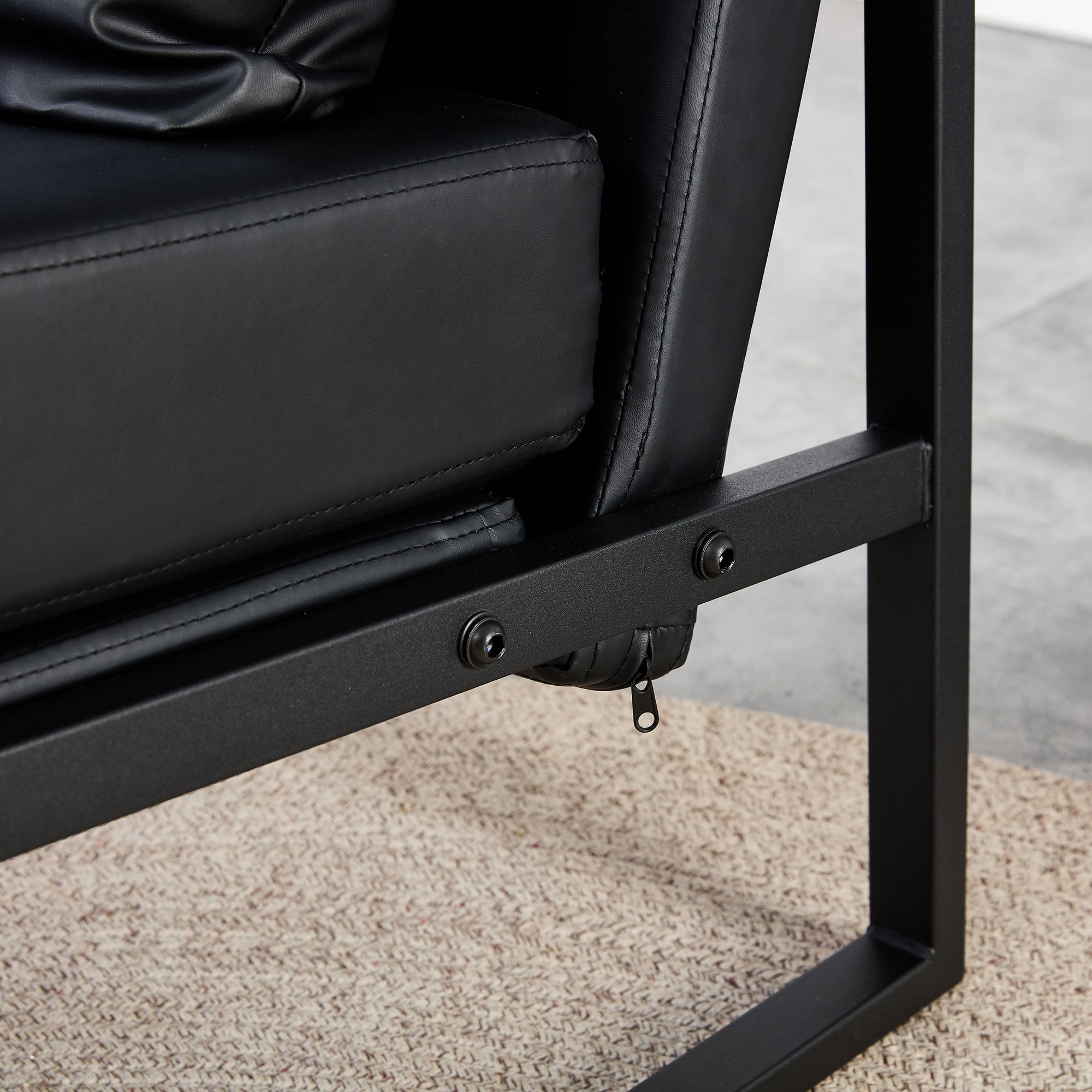 PU Leather Accent Mid Century Arm Chair-thumbmail-7