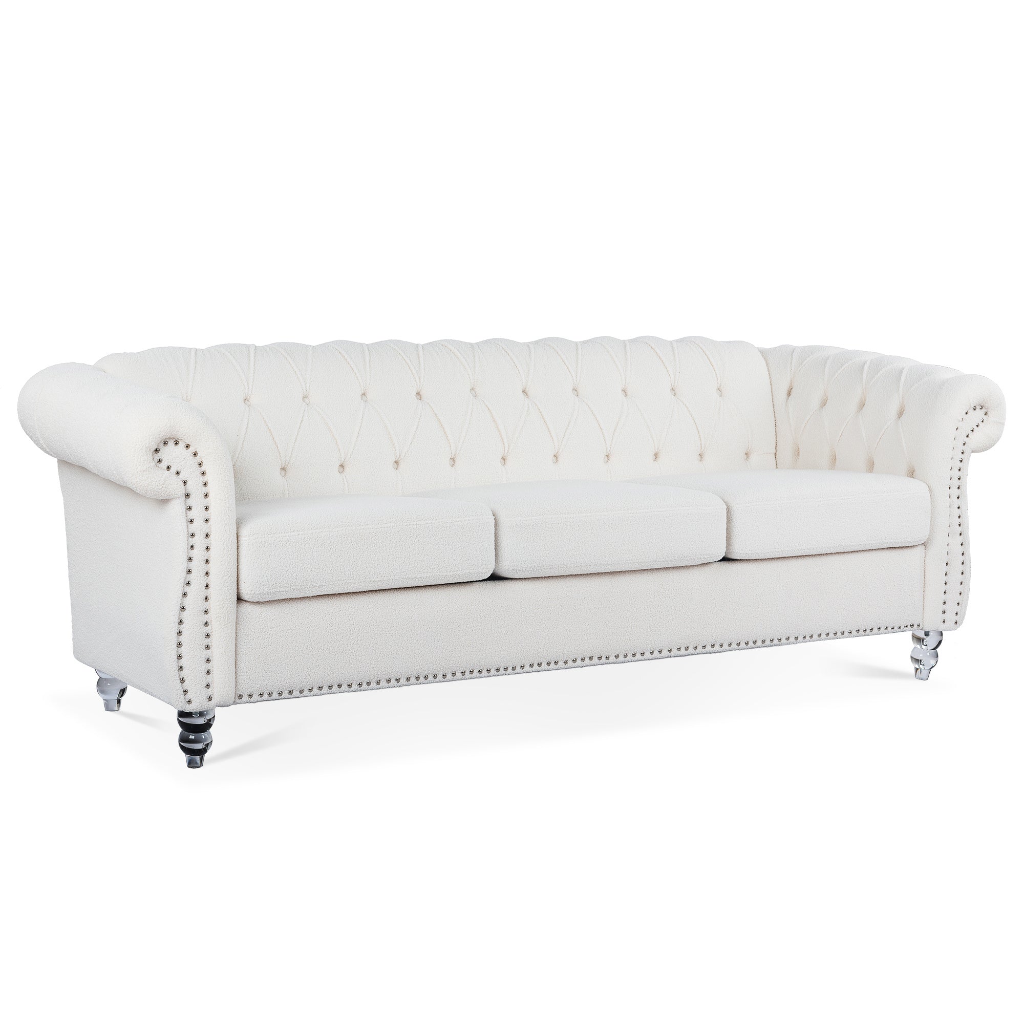 Rolled Arm Chesterfield 3 Seater Sofa-thumbmail-5