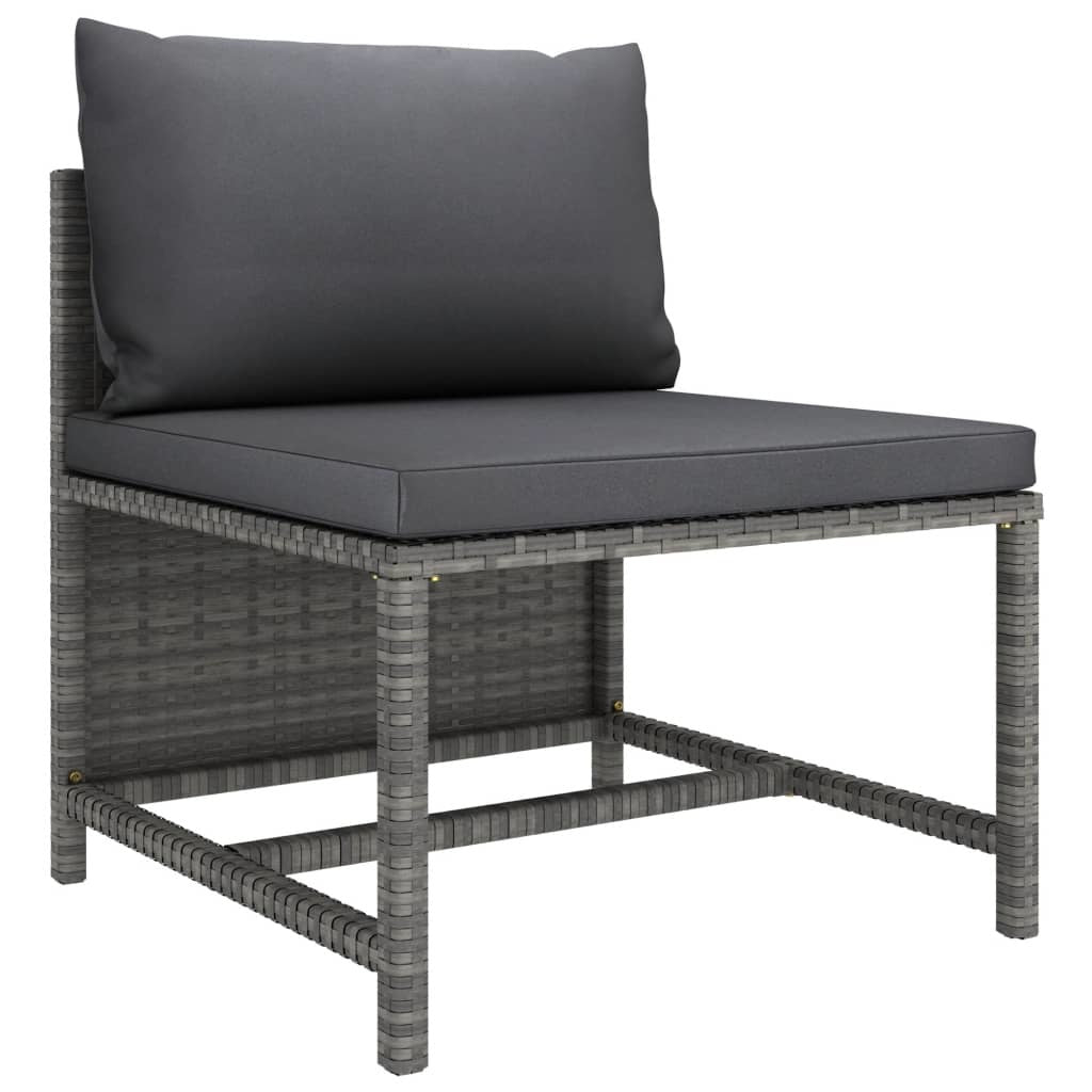 7 Piece Patio Lounge Set With Cushions Poly Rattan Gray-thumbmail-5