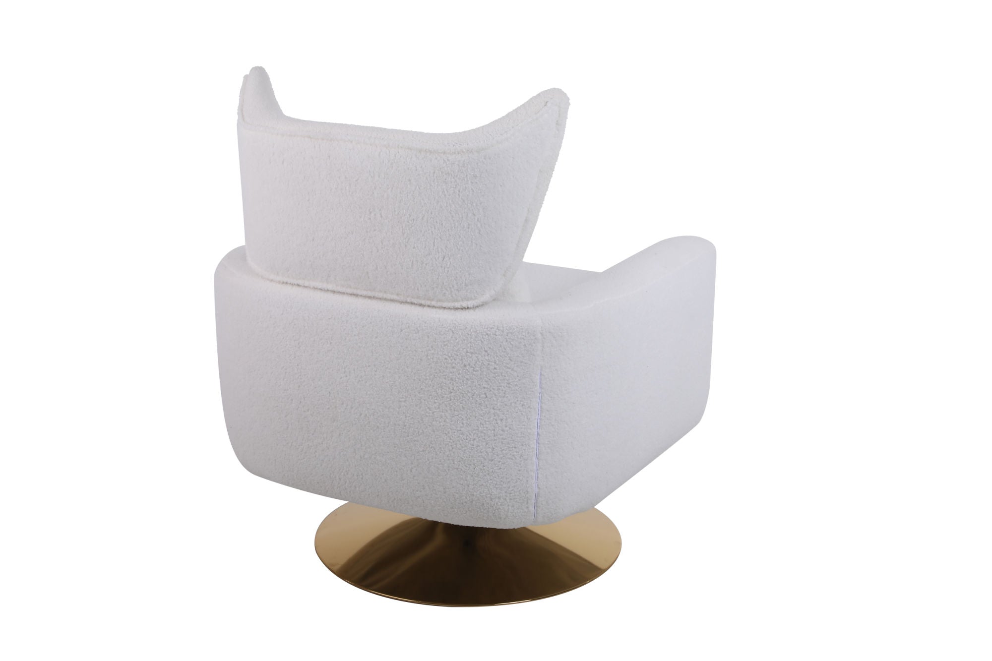 Classic Mid-Century 360-Degree Swivel Accent Chair, White Teddy Fabric-thumbmail-1