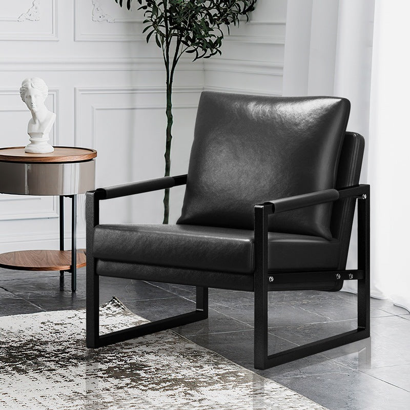 PU Leather Accent Mid Century Arm Chair-thumbmail-4