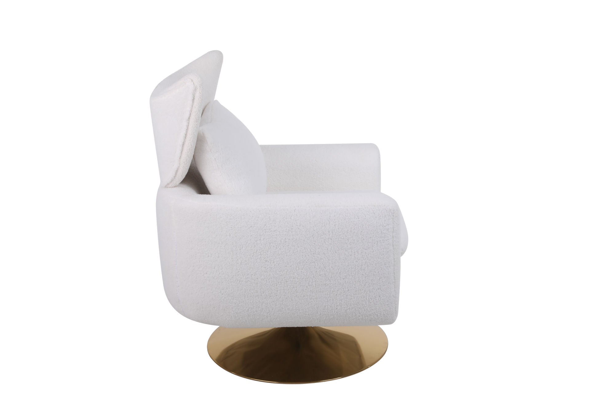 Classic Mid-Century 360-Degree Swivel Accent Chair, White Teddy Fabric-thumbmail-4