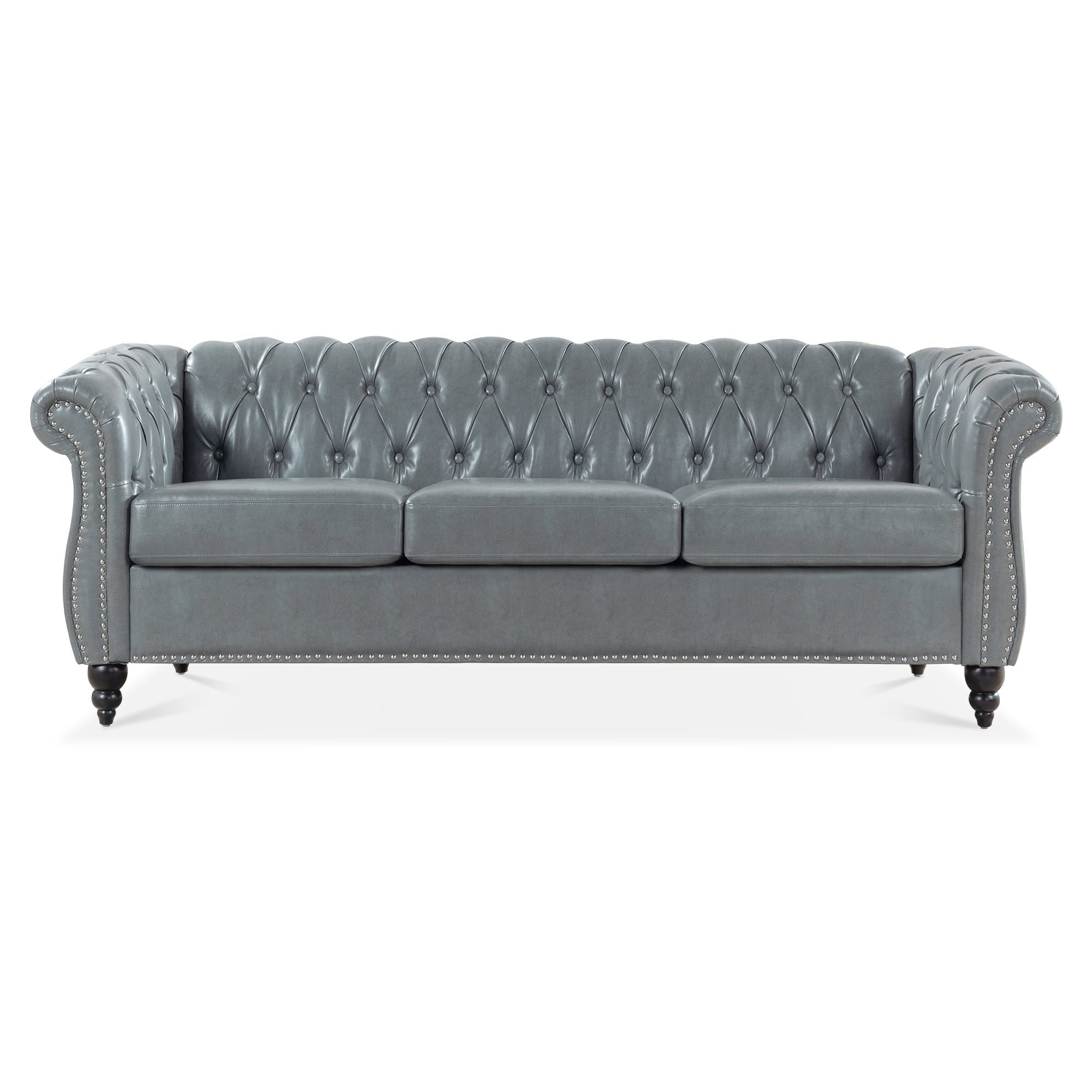 Rolled Arm Chesterfield 3 Seater Sofa-thumbmail-3