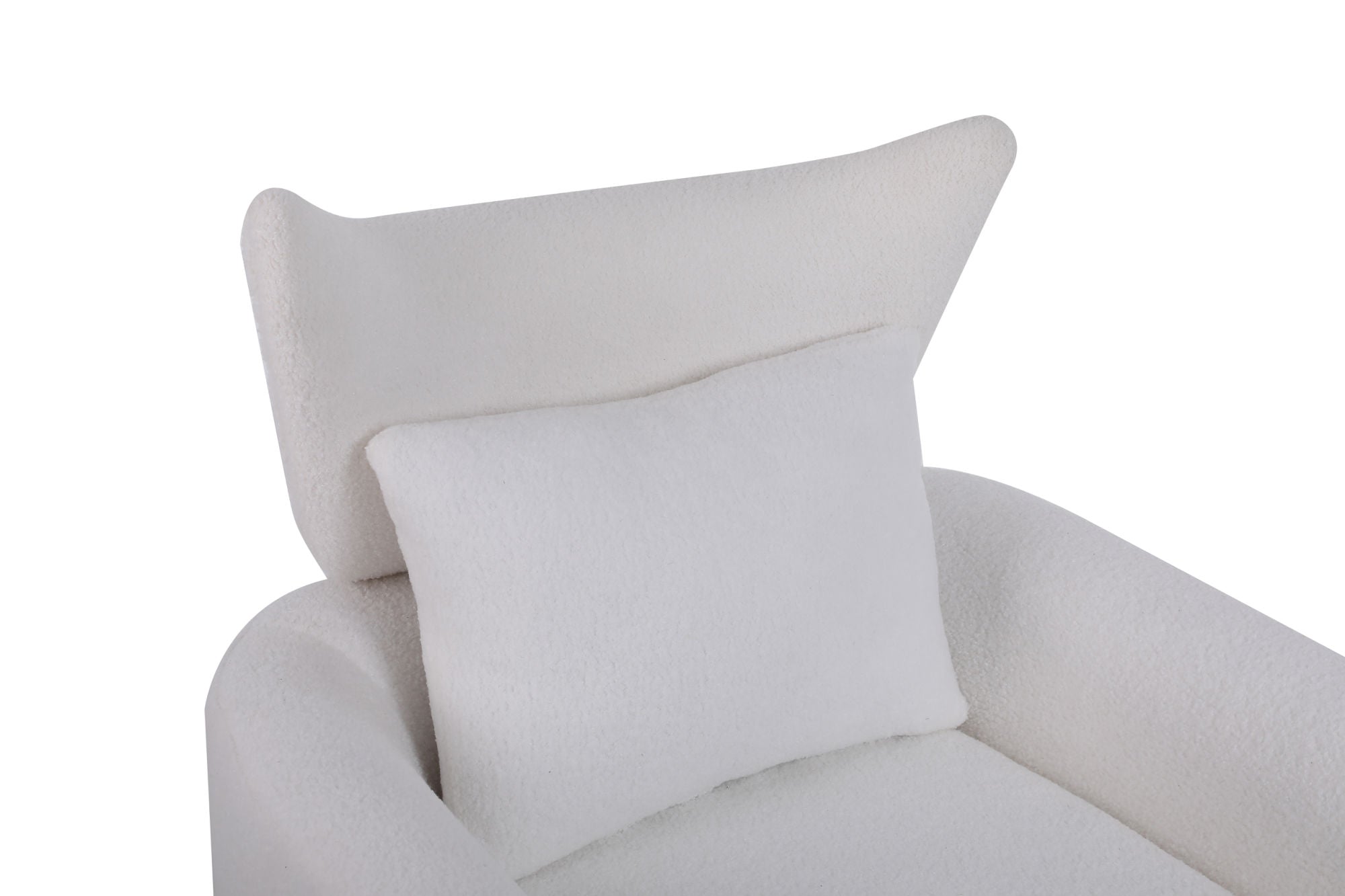Classic Mid-Century 360-Degree Swivel Accent Chair, White Teddy Fabric-thumbmail-9