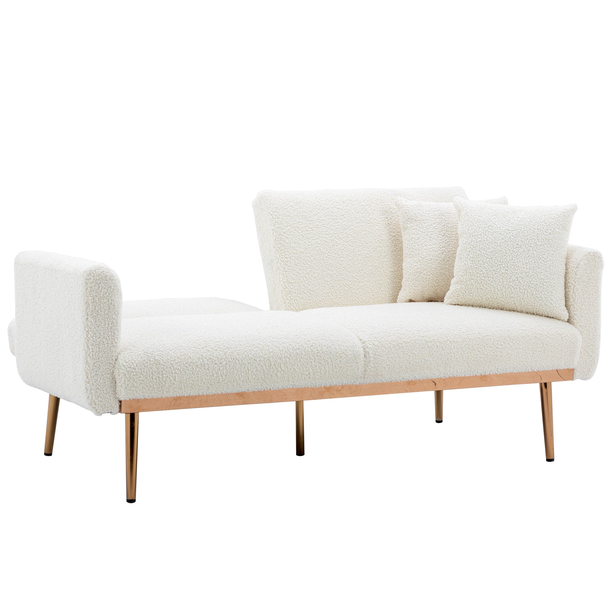 Velvet Accent Loveseat Sofa With Metal Feet-thumbmail-9