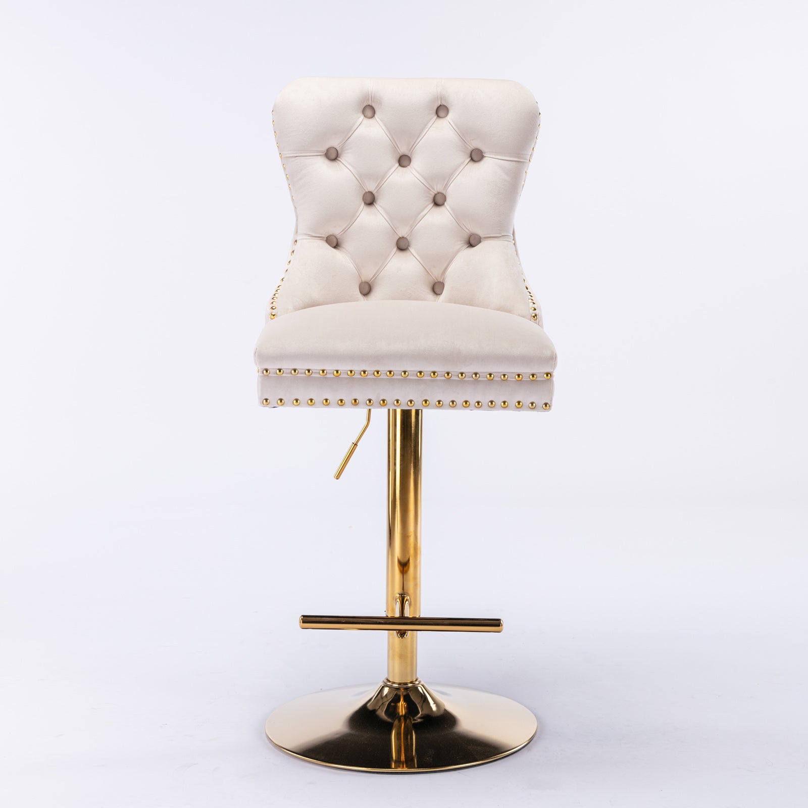 Set of 2 Thick Golden Swivel Velvet Barstools-thumbmail-6