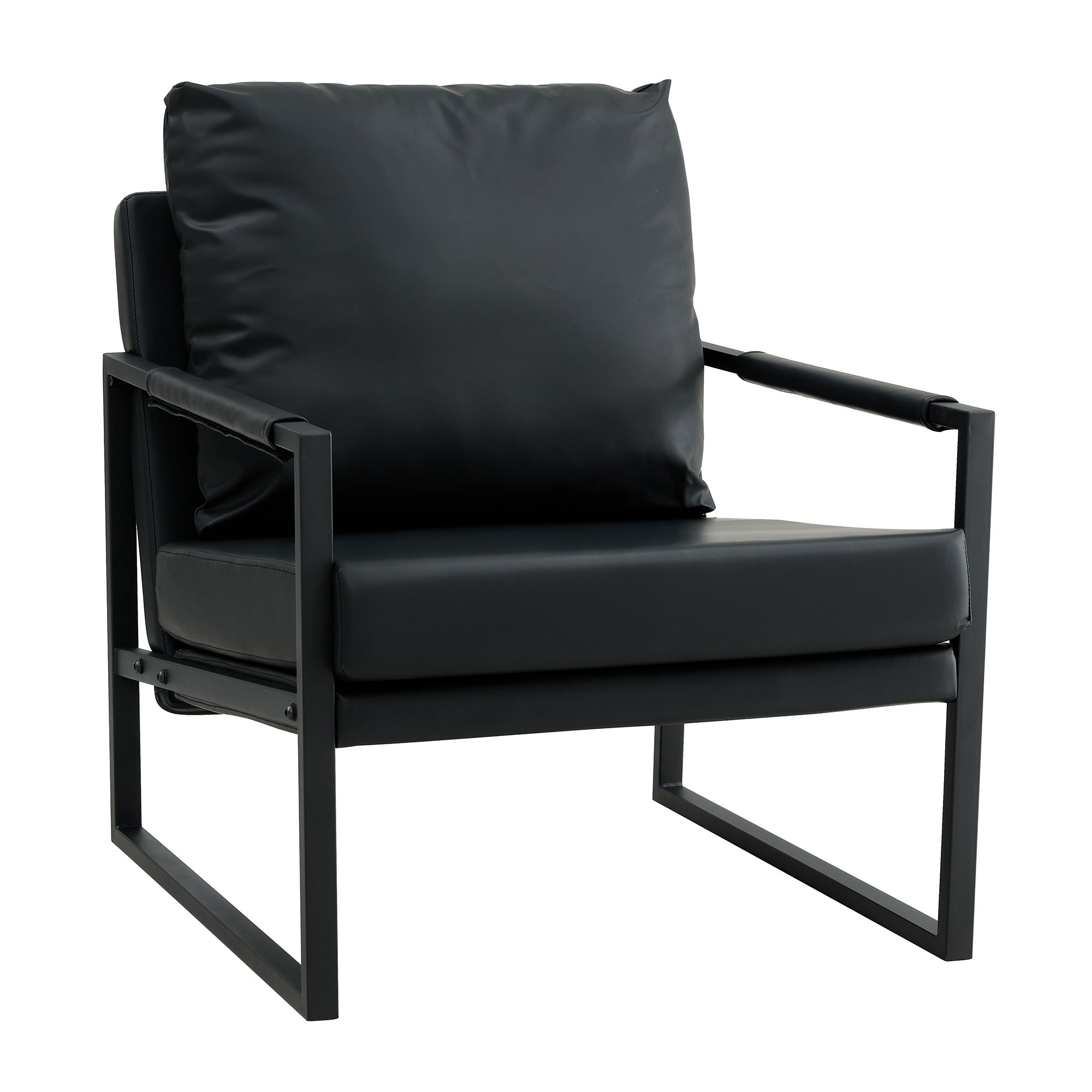PU Leather Accent Mid Century Arm Chair-thumbmail-9