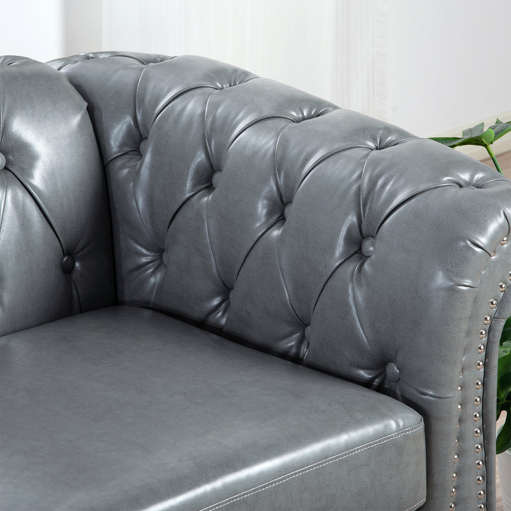 Rolled Arm Chesterfield 3 Seater Sofa-thumbmail-1