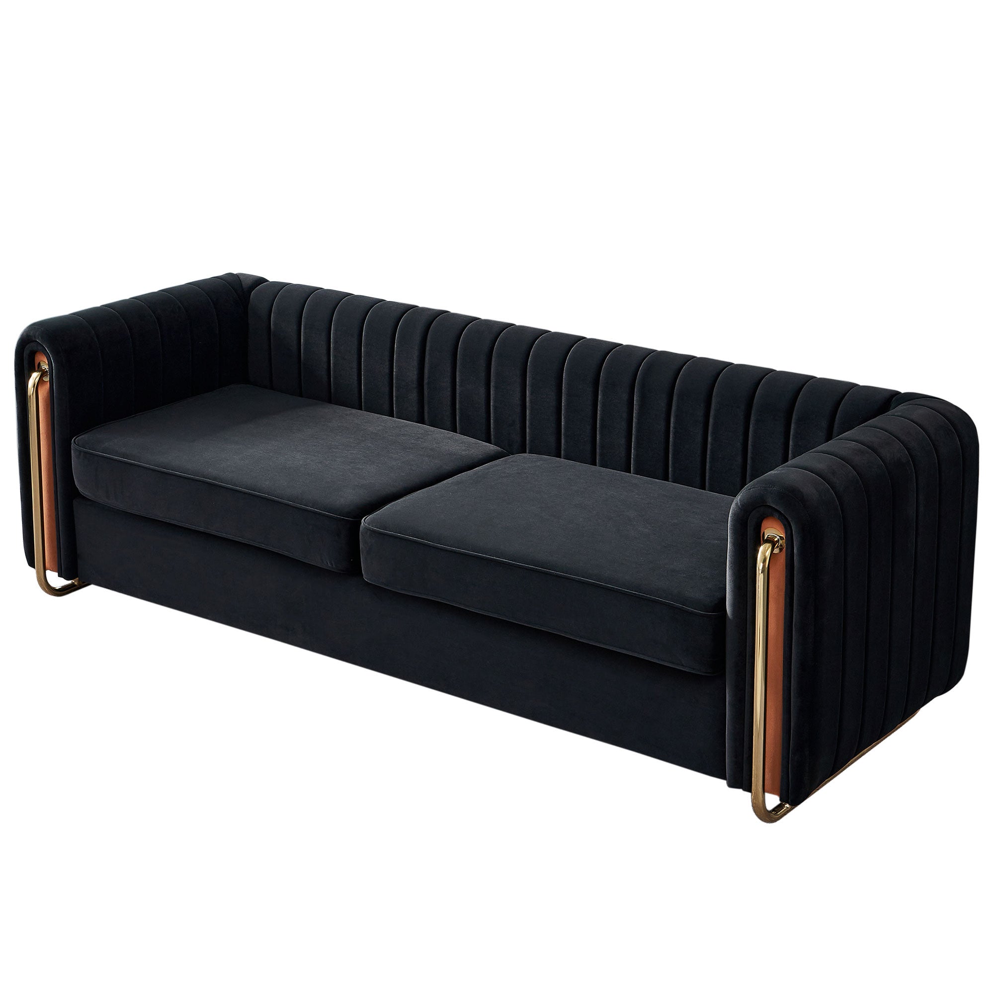 Modern Velvet Sofa in Black-thumbmail-5