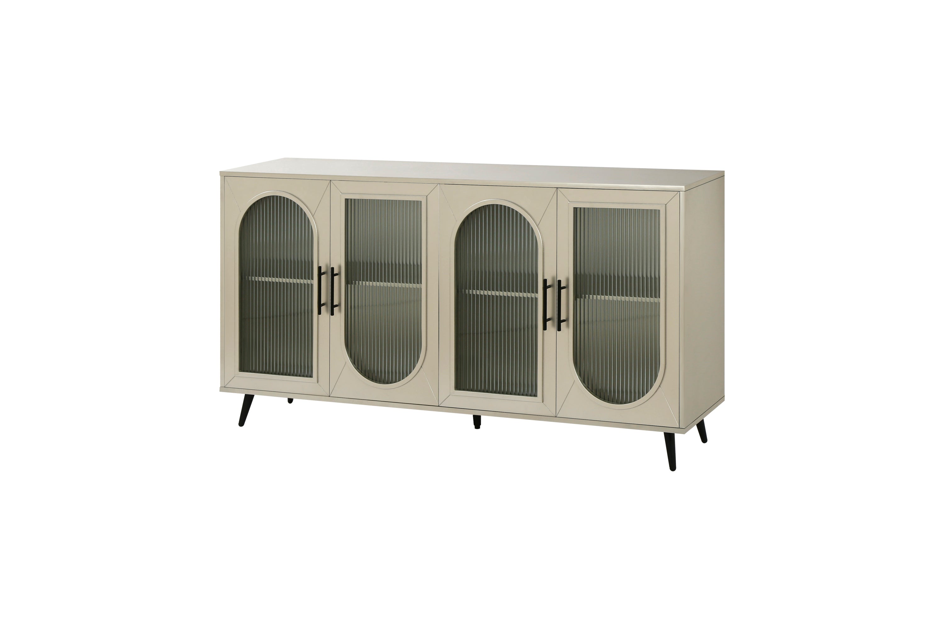 Wood TV Stand With Storage Cabinet & Adjustable Shelves-thumbmail-6