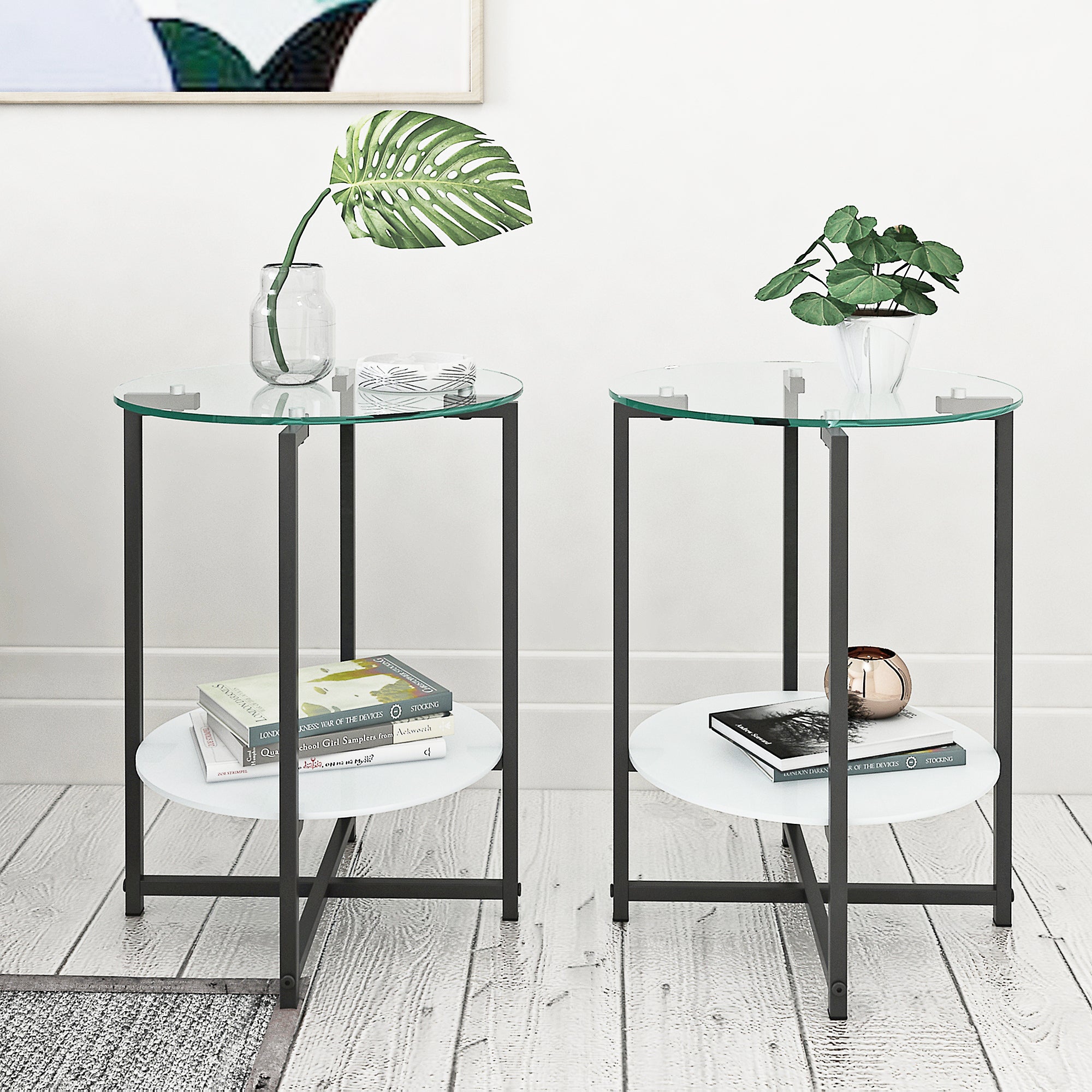 2-Piece Set Clear Tempered Glass Side Table.-thumbmail-10