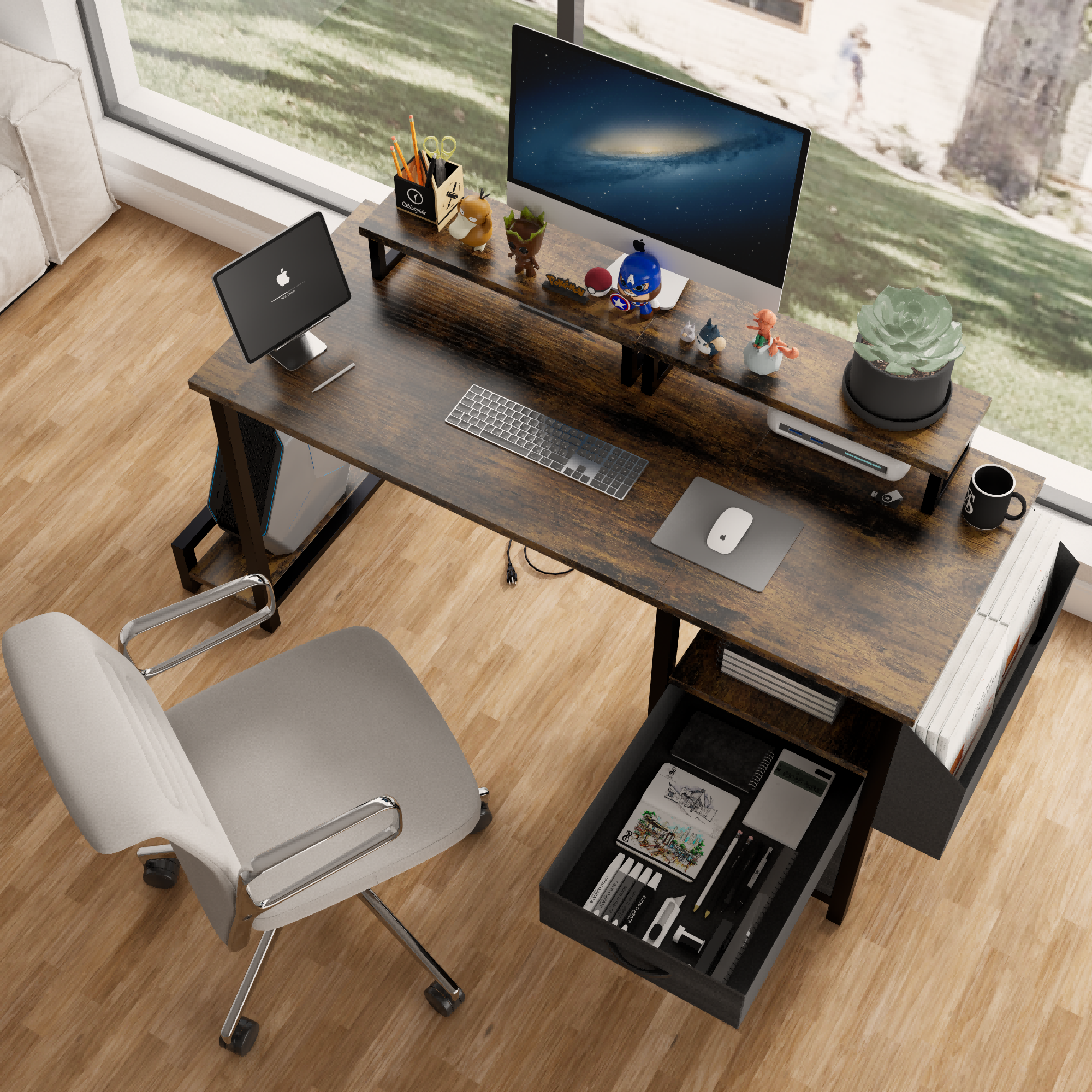 47.27'Office Desk With Power Outlet-thumbmail-7
