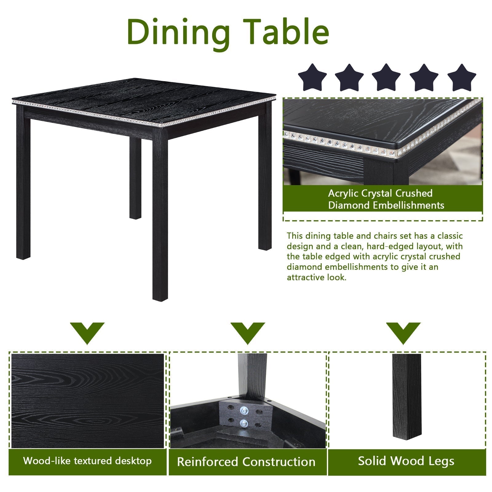 5 Piece Wooden Dining Table Set-thumbmail-8