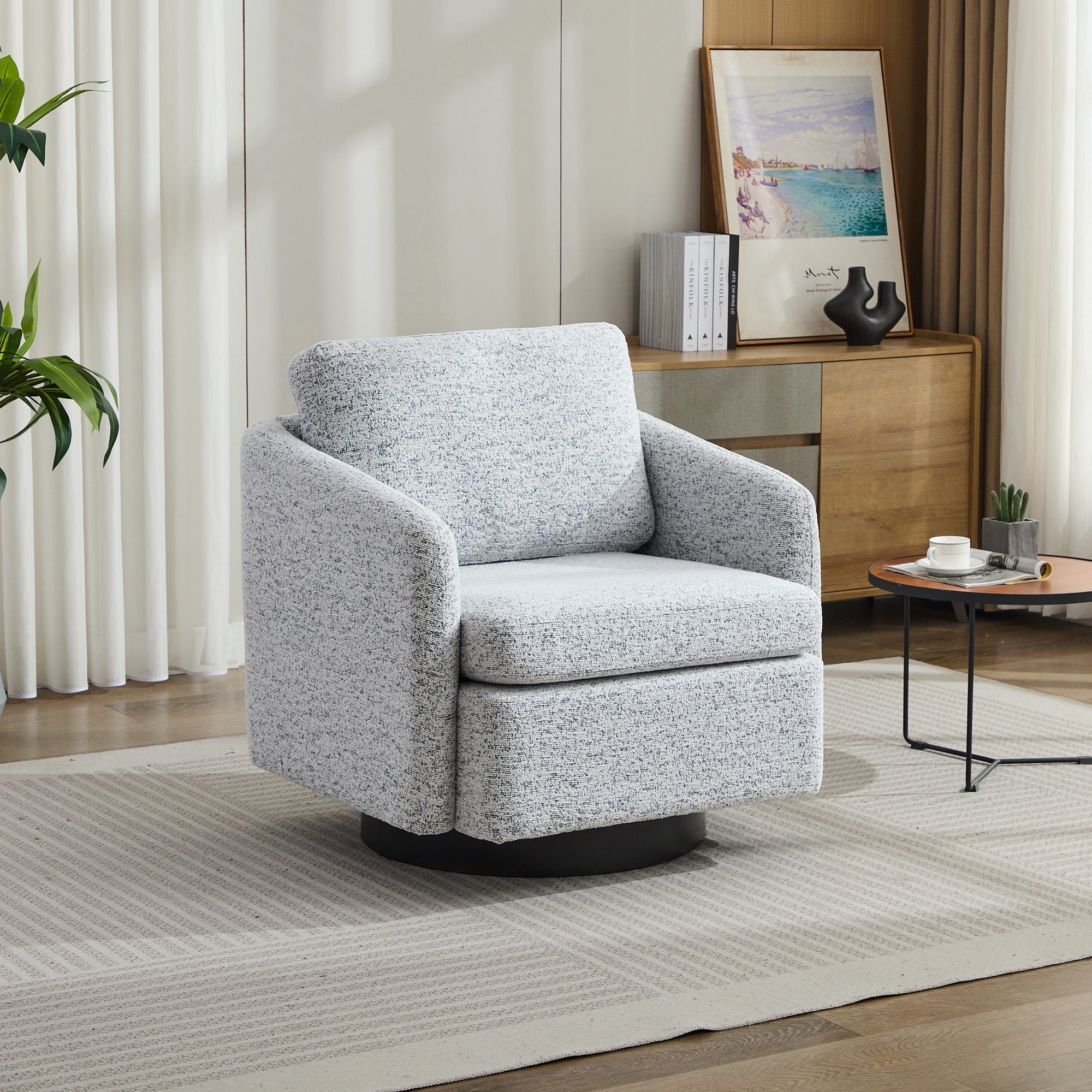 31.5"W  Comfy Round Swivel Accent Chair-thumbmail-2