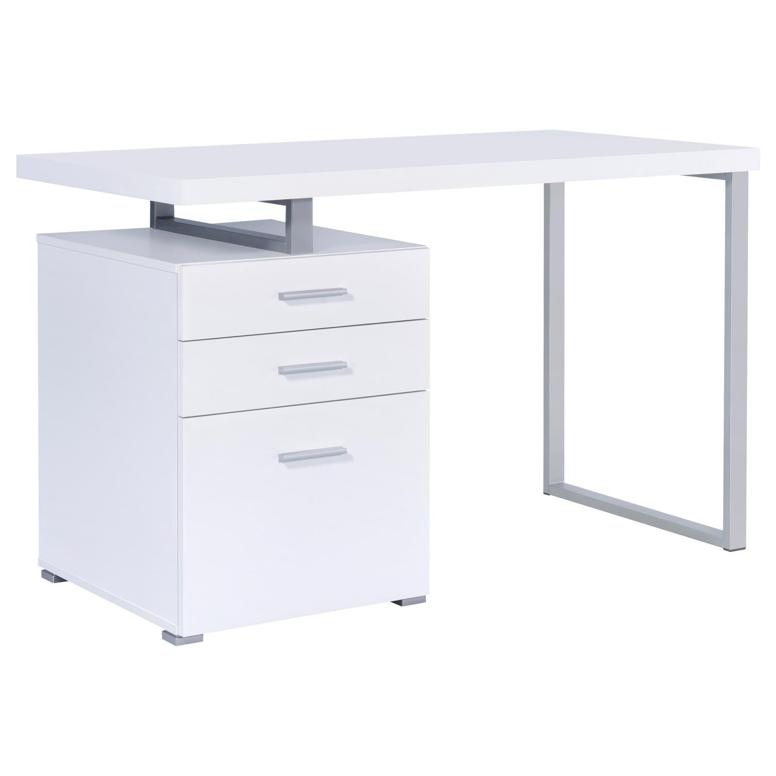 White 3-Drawer Reversible Office Desk-thumbmail-8
