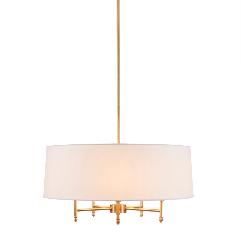 5-Light White Drum Shade Chandelier-thumbmail-4
