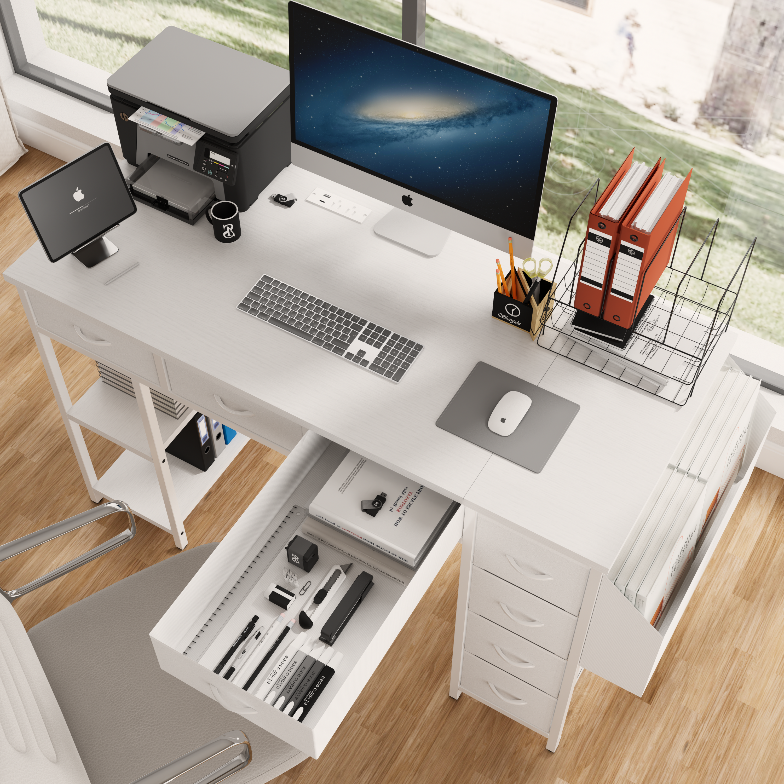 47' Computer Desk With Power Outlet-thumbmail-3
