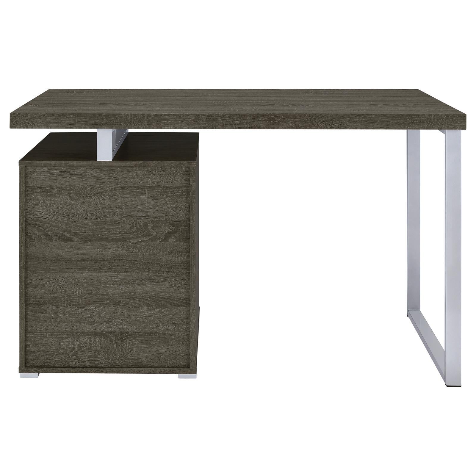 Weathered Grey 3-Drawer Reversible Office Desk-thumbmail-1