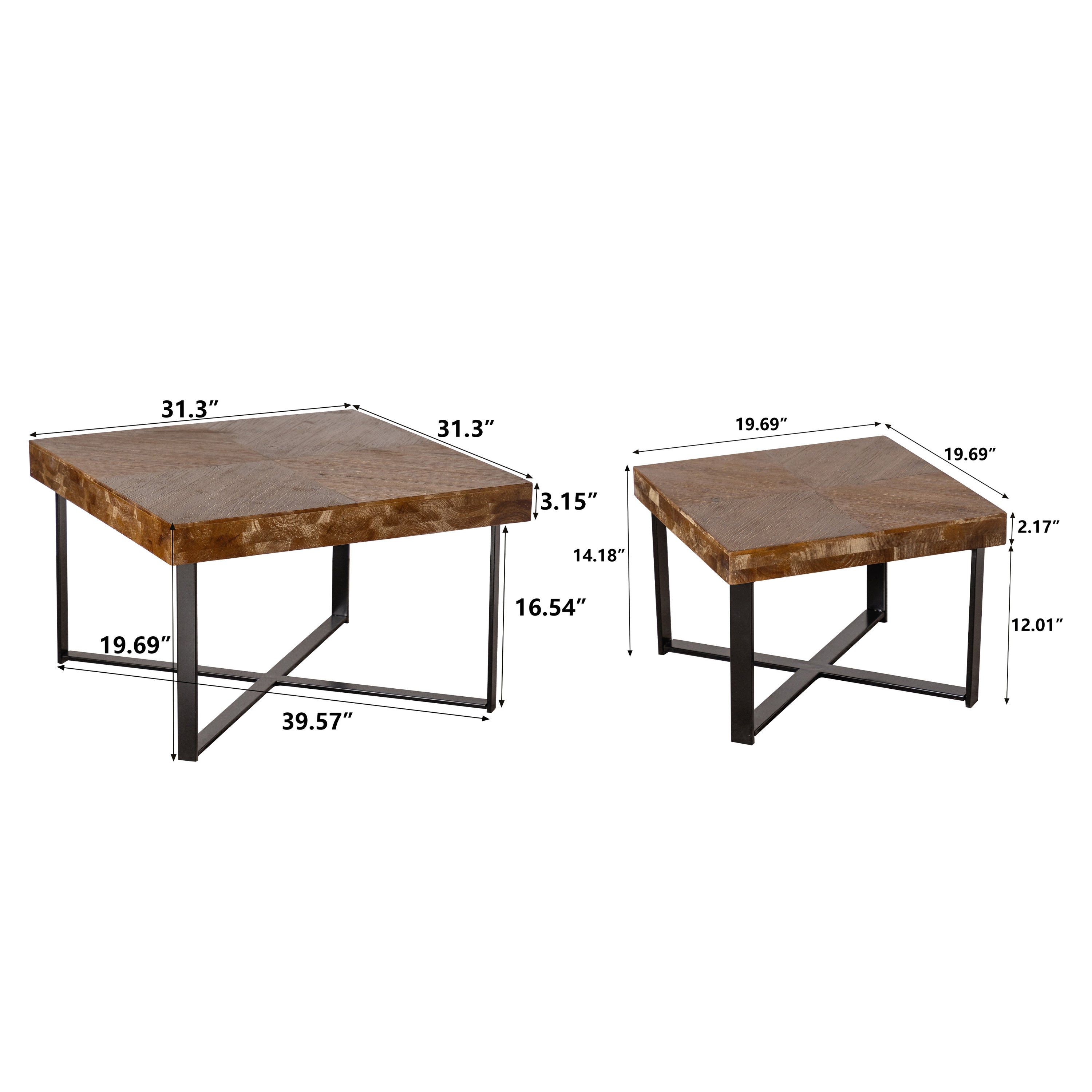 Modern Retro Splicing Square Coffee Table Set of 2-thumbmail-2