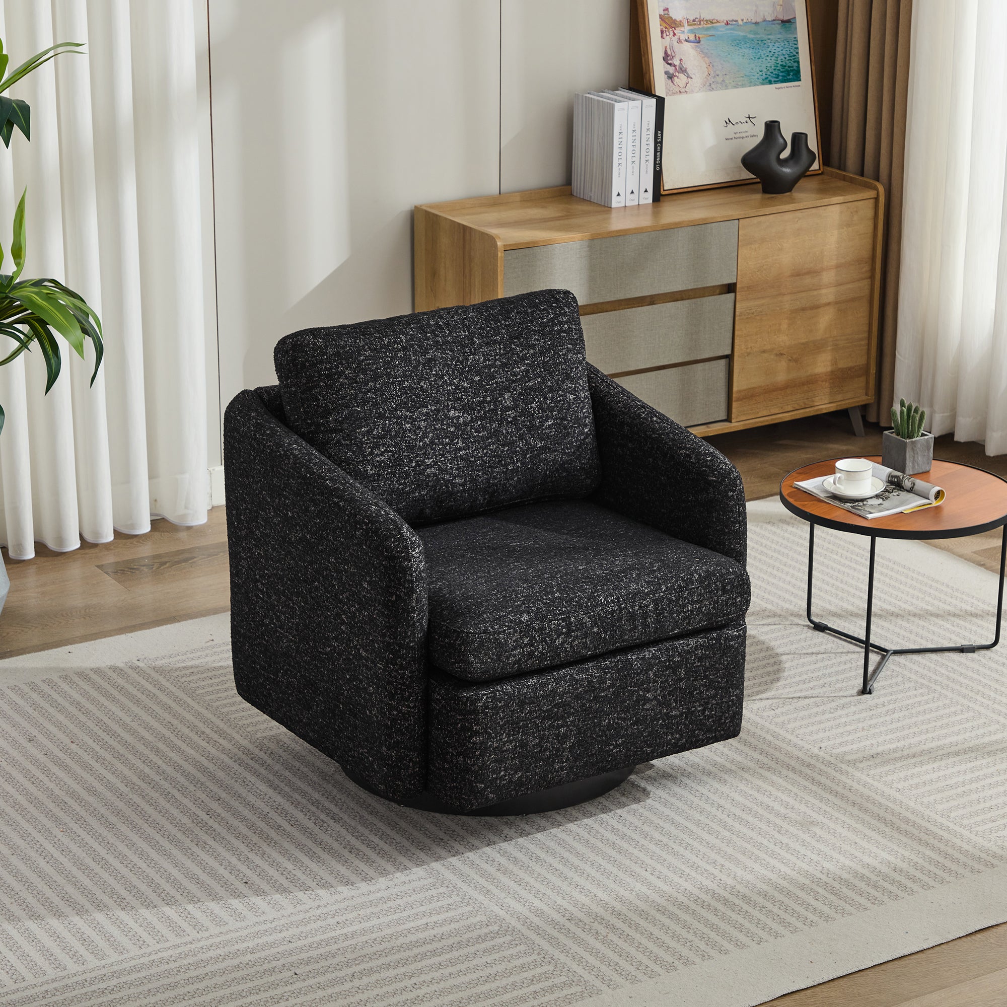 31.5"W  Comfy Round Swivel Accent Chair-thumbmail-1