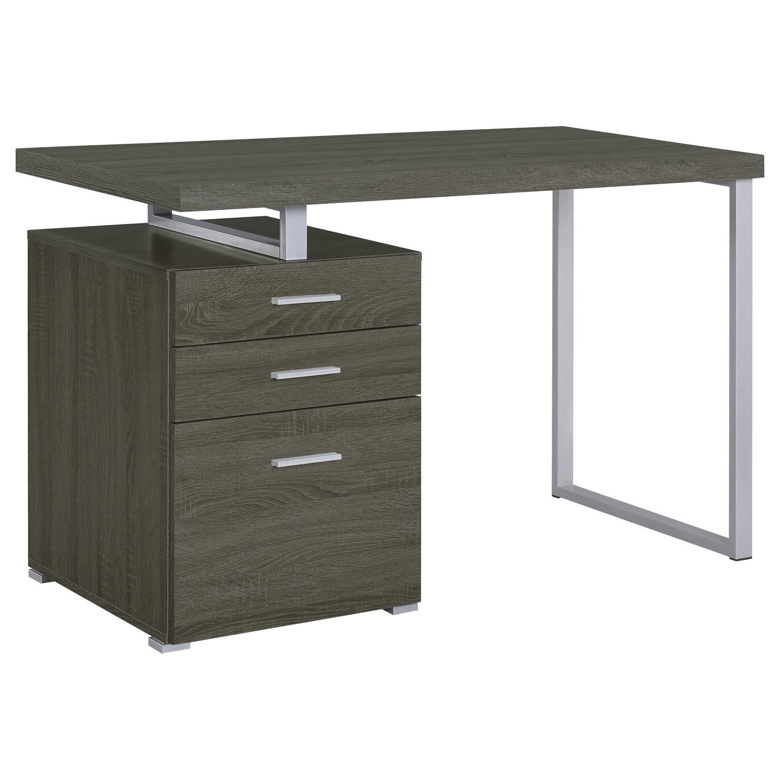 Weathered Grey 3-Drawer Reversible Office Desk-thumbmail-3