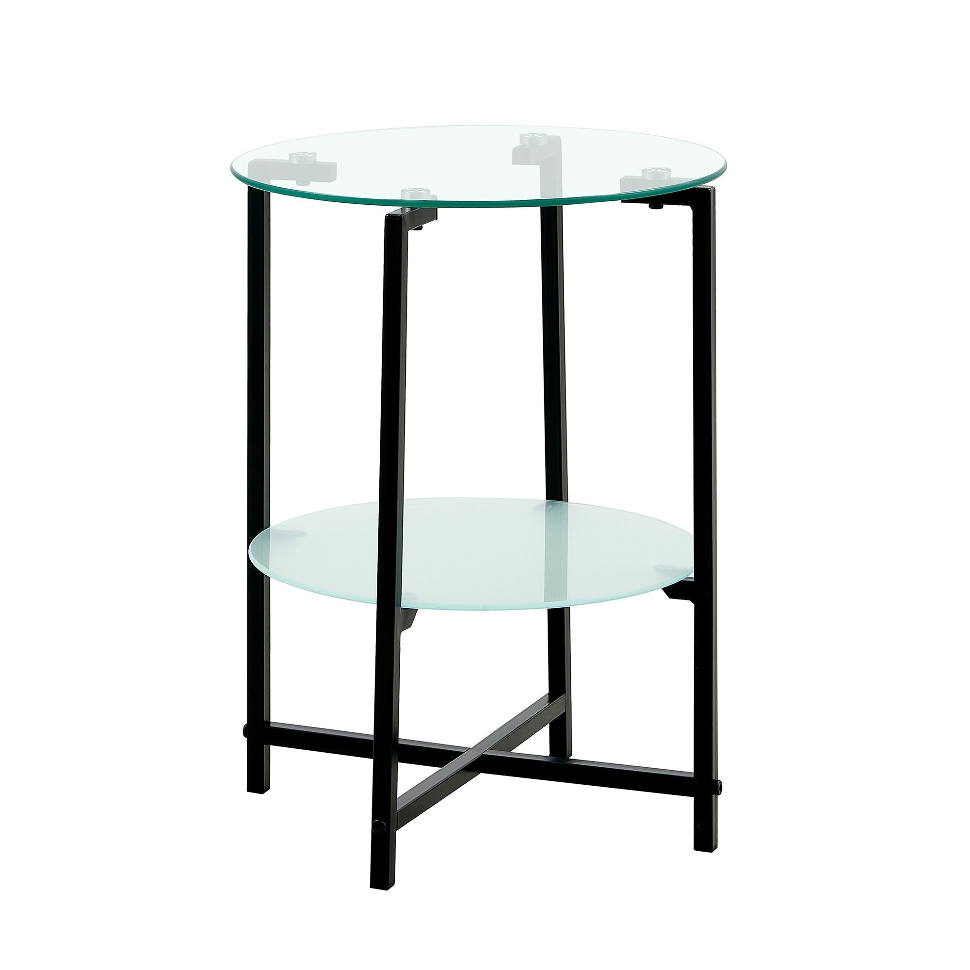 2-Piece Set Clear Tempered Glass Side Table.-thumbmail-8