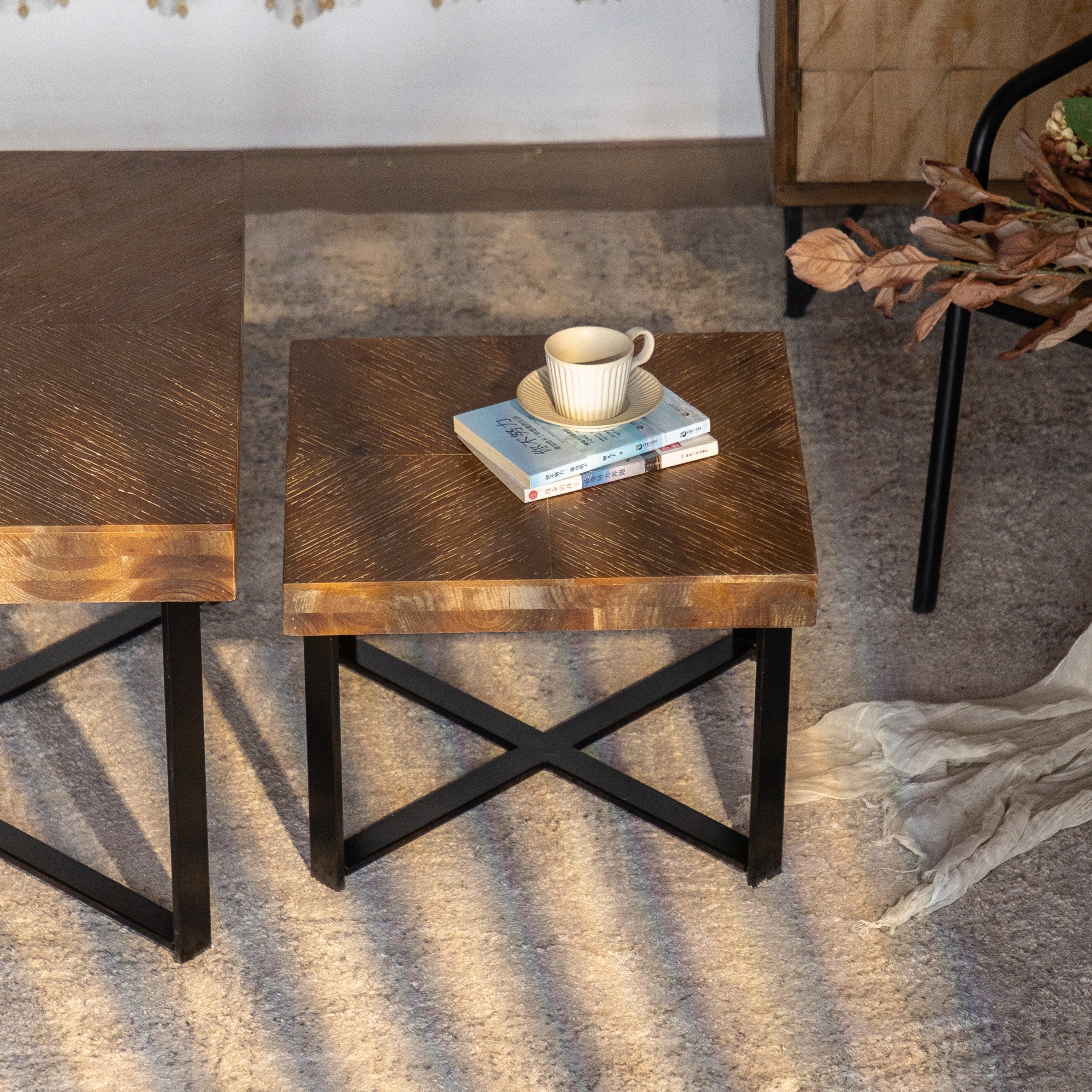 Modern Retro Splicing Square Coffee Table Set of 2-thumbmail-7