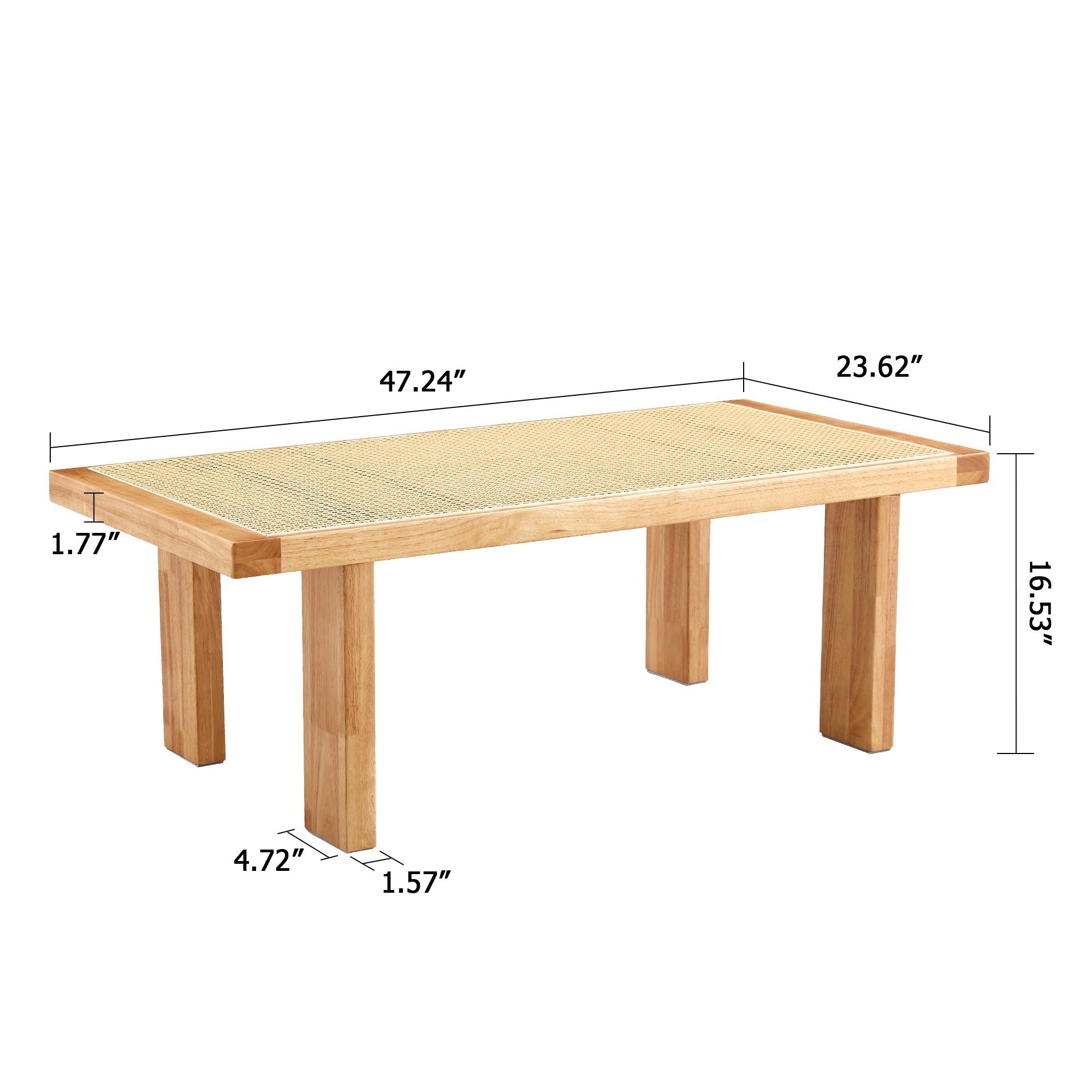 Modern Minimalist Rectangular Rattan Tabletop Coffee Table-thumbmail-10