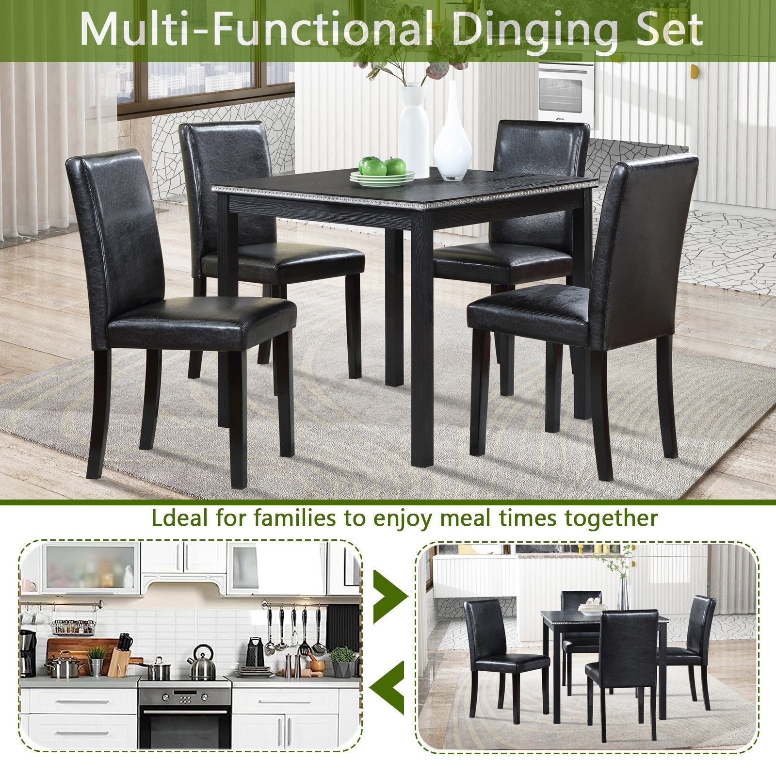 5 Piece Wooden Dining Table Set-thumbmail-2
